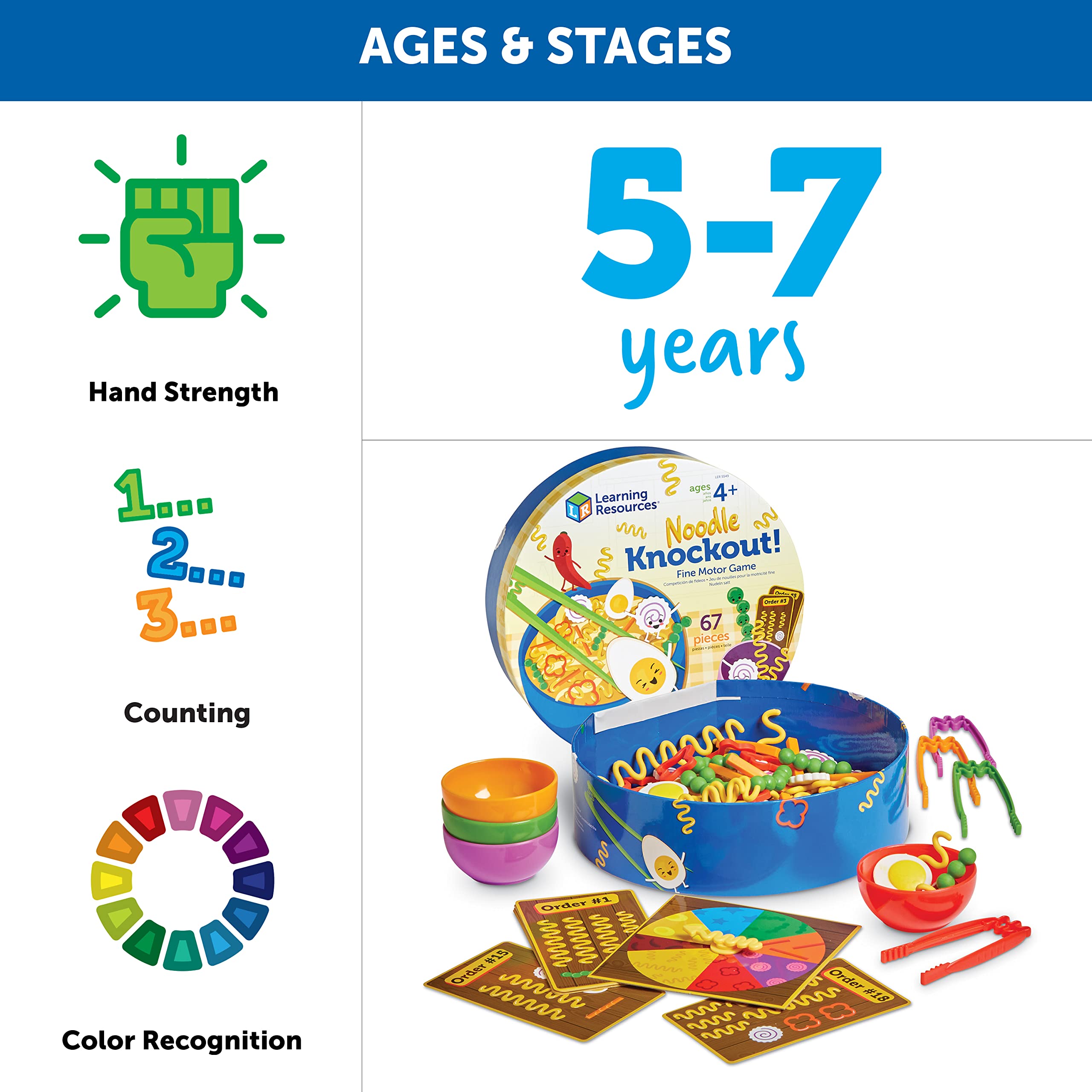 Foto 6 pulgar | Recursos De Aprendizaje De Juegos De Motricidad Fina Noodle Knockout! 67 Piezas - Venta Internacional.