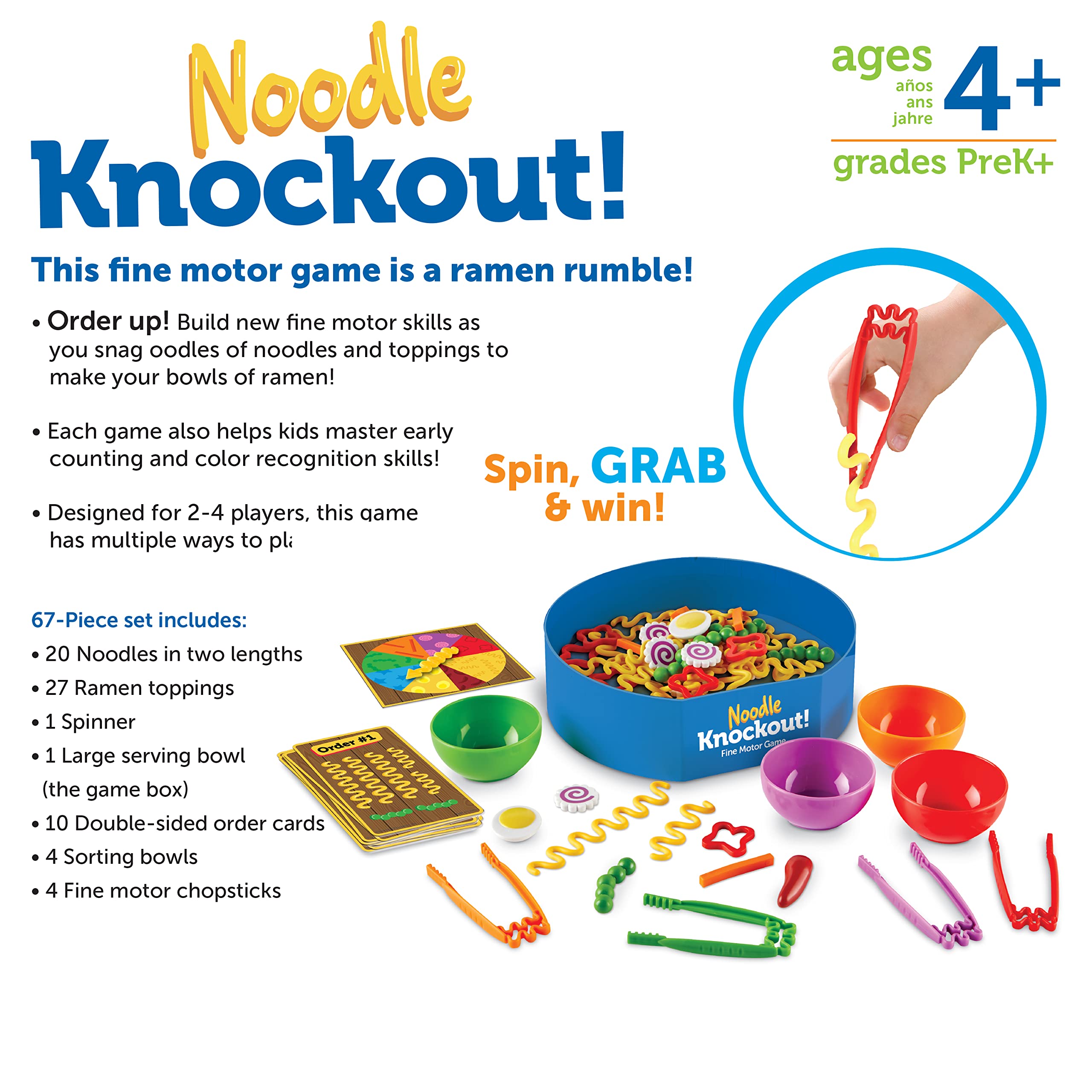 Foto 7 pulgar | Recursos De Aprendizaje De Juegos De Motricidad Fina Noodle Knockout! 67 Piezas - Venta Internacional.