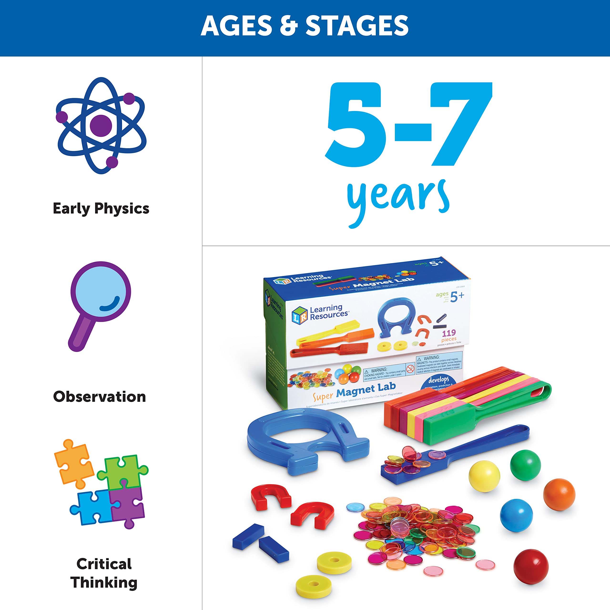 Foto 6 | Kit Magnet Lab Learning Resources Super 119 Piezas Para Mayores De 5 Años - Venta Internacional.