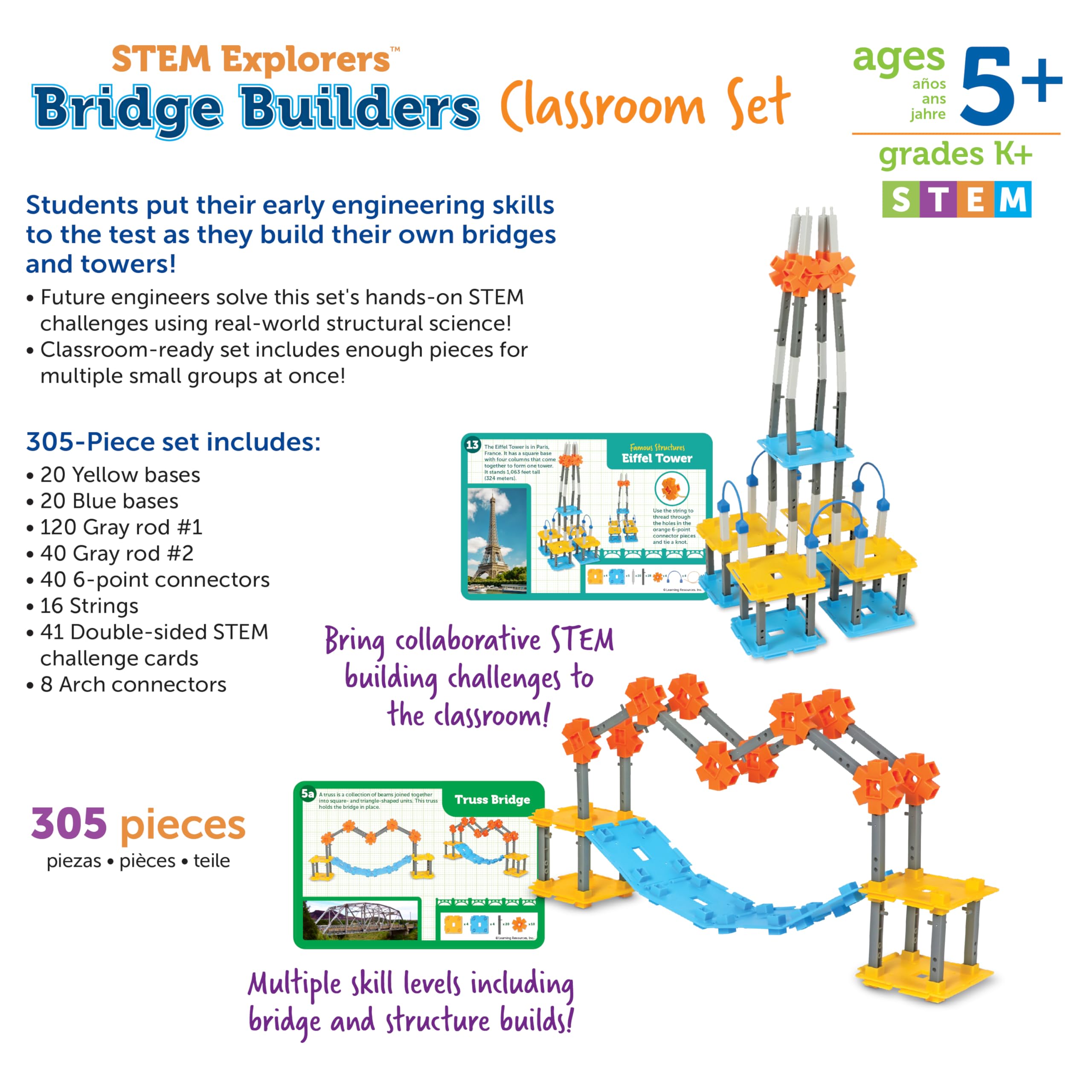 Foto 7 pulgar | Classroom Resources Learning Resources Stem Explorers Bridge, 305 Piezas - Venta Internacional.