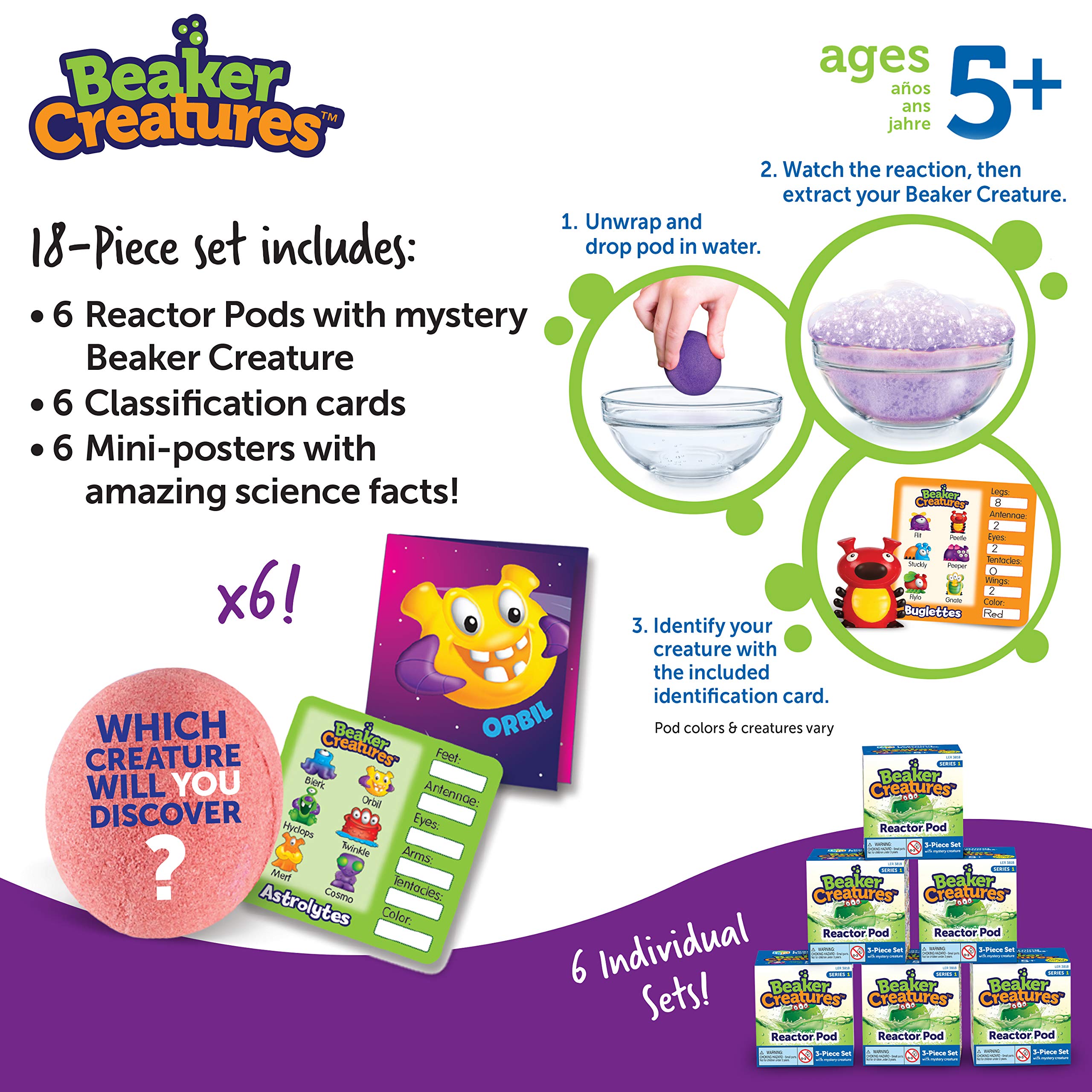 Foto 7 pulgar | Recursos De Aprendizaje De Juguetes Científicos Beaker Creatures Reactor Pods - Venta Internacional.