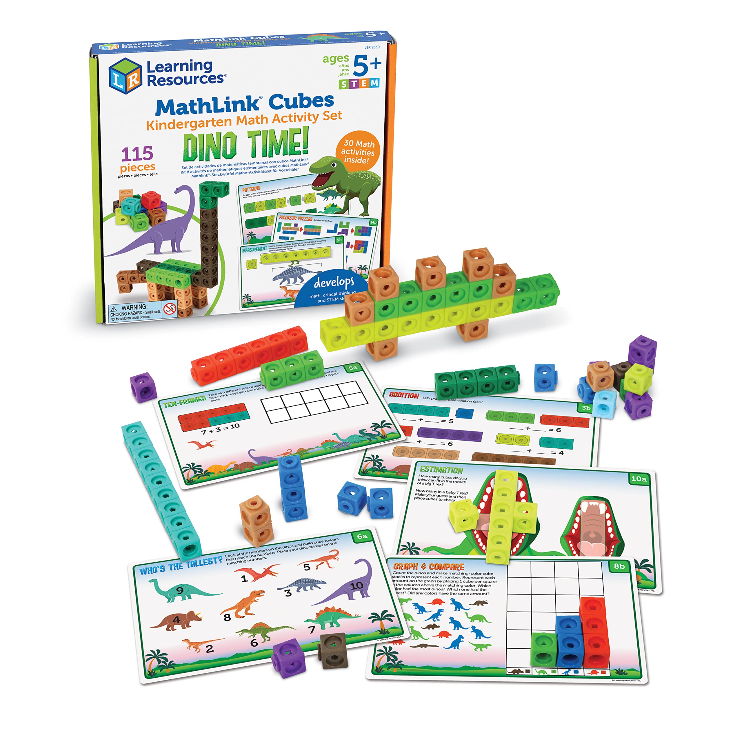 Recursos De Aprendizaje De Mathlink Cubes Dino Time, 115 Piezas, Más De 5 - Venta Internacional.