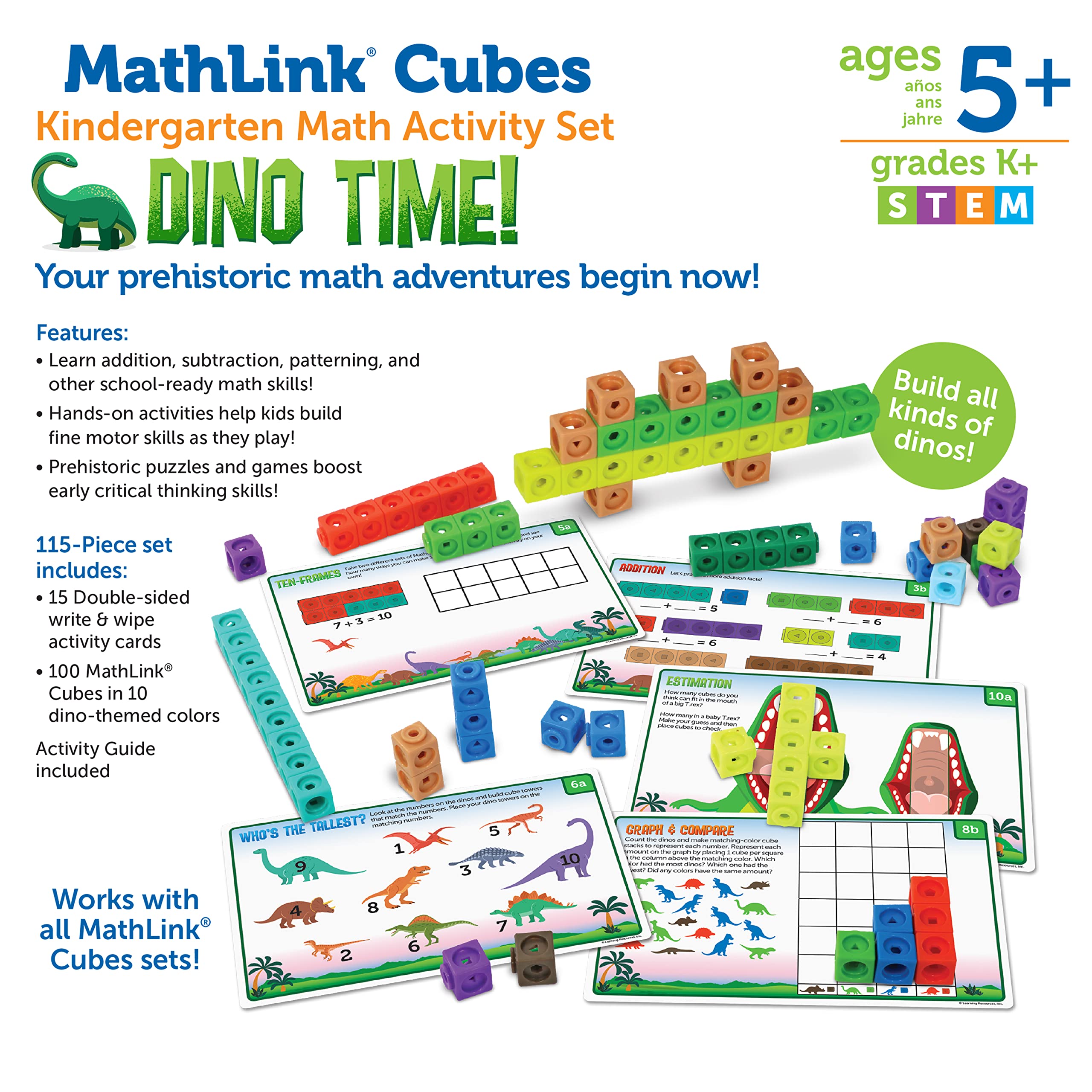 Foto 7 pulgar | Recursos De Aprendizaje De Mathlink Cubes Dino Time, 115 Piezas, Más De 5 - Venta Internacional.