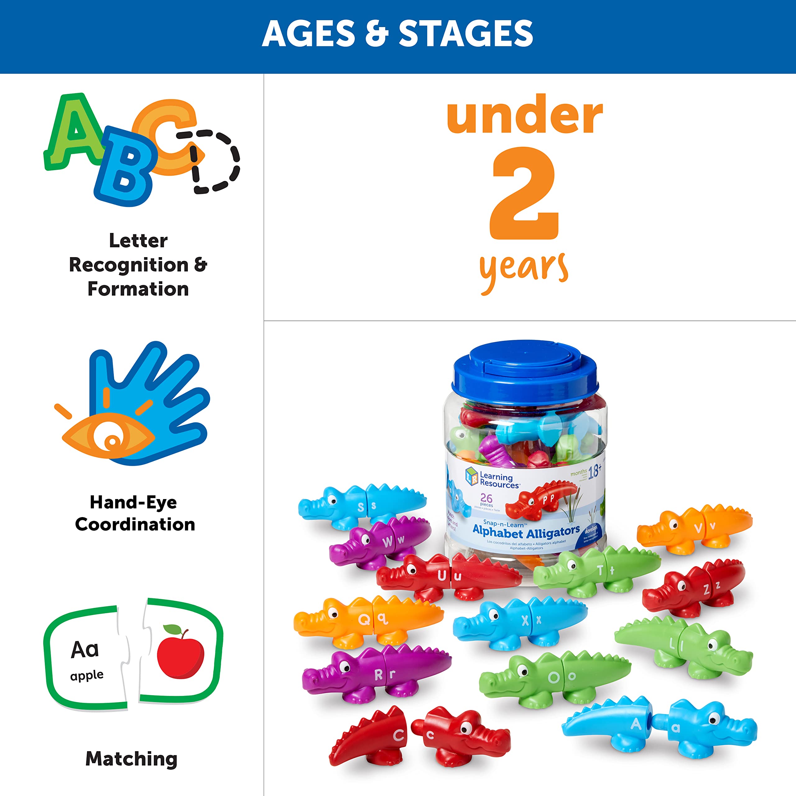 Foto 6 pulgar | Recursos De Aprendizaje Sobre Juguetes: Caimanes Del Alfabeto Snap-n-learn - Venta Internacional.