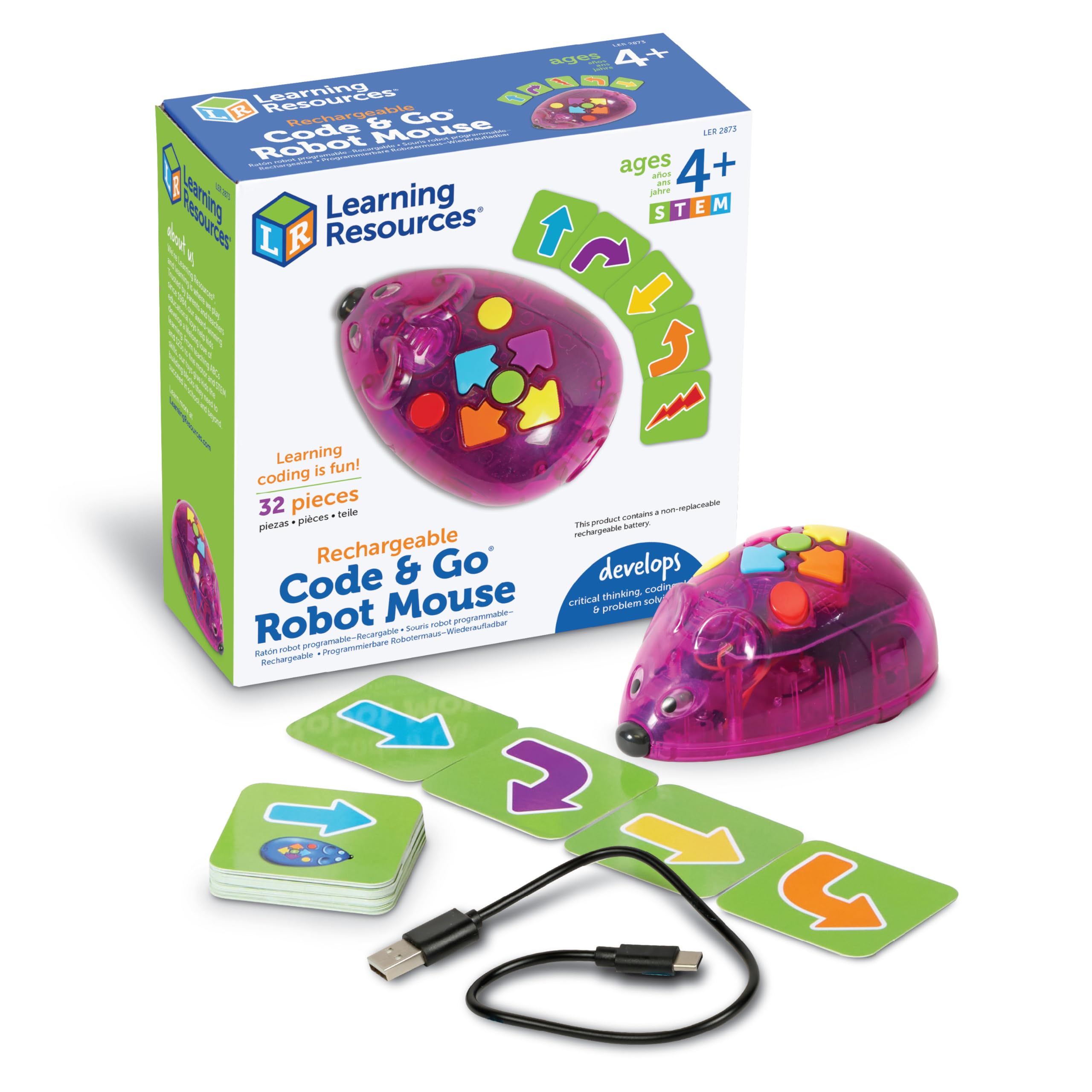 Foto 2 pulgar | Ratón Robótico Recargable Code & Go De Stem Toy Learning Resources - Venta Internacional.