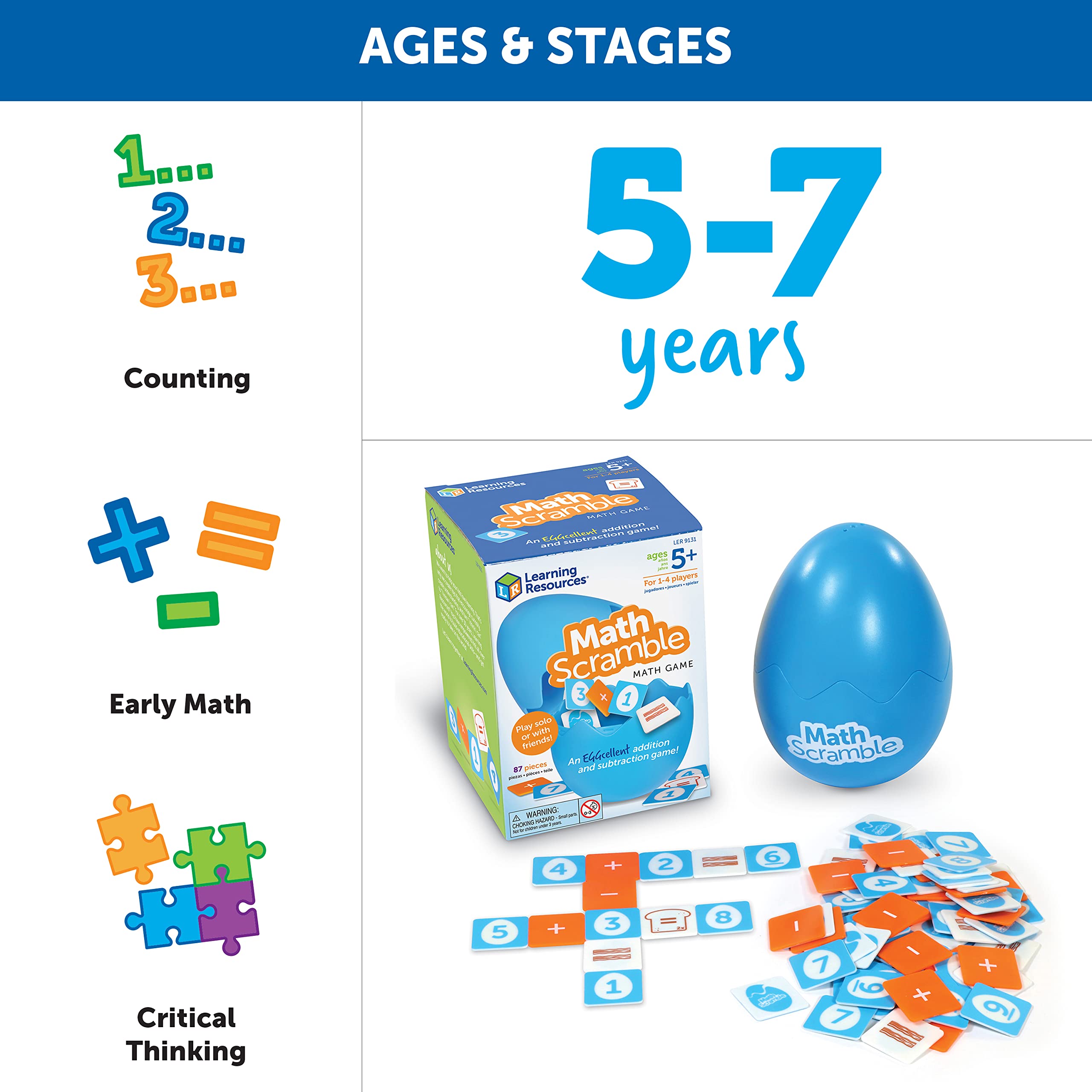 Foto 7 pulgar | Game Learning Resources Math Scramble Con 87 Piezas, Más De 5 Años - Venta Internacional.
