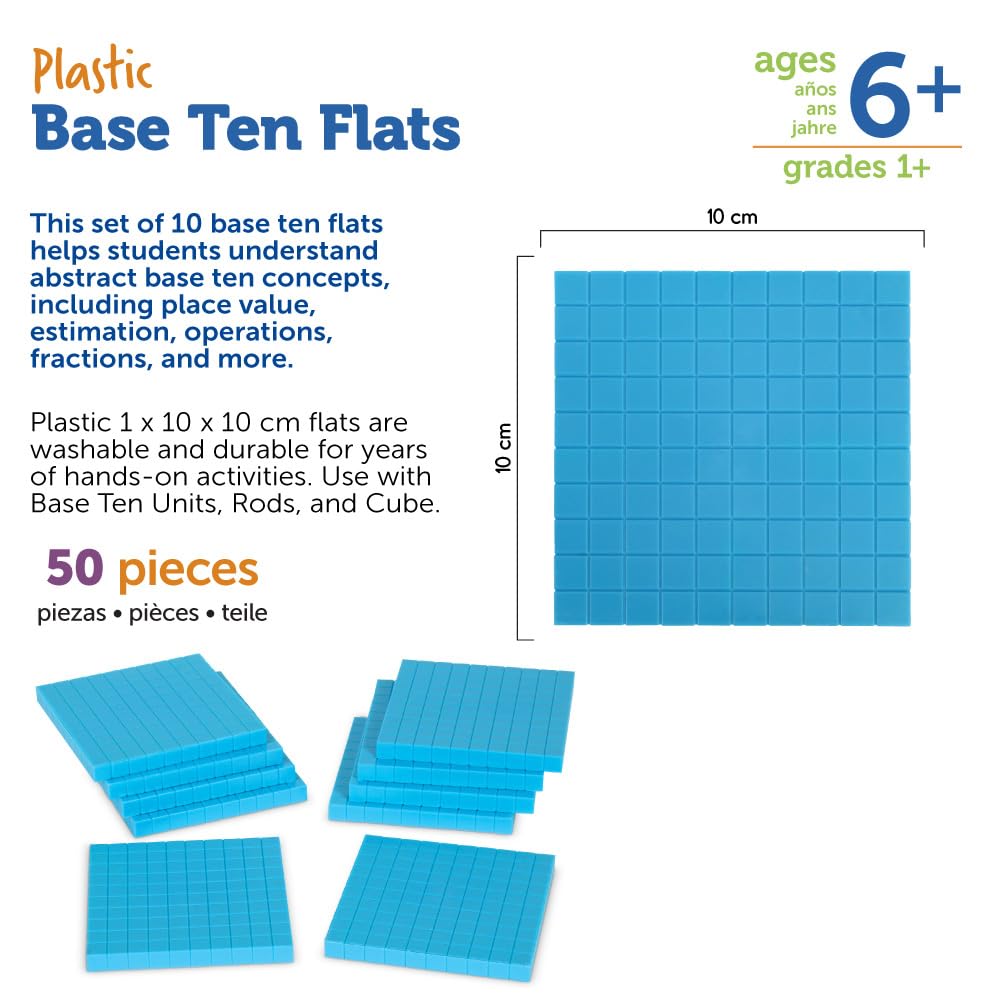 Foto 7 pulgar | Base Ten Flats Learning Resources De Plástico, 10 Piezas - Venta Internacional.