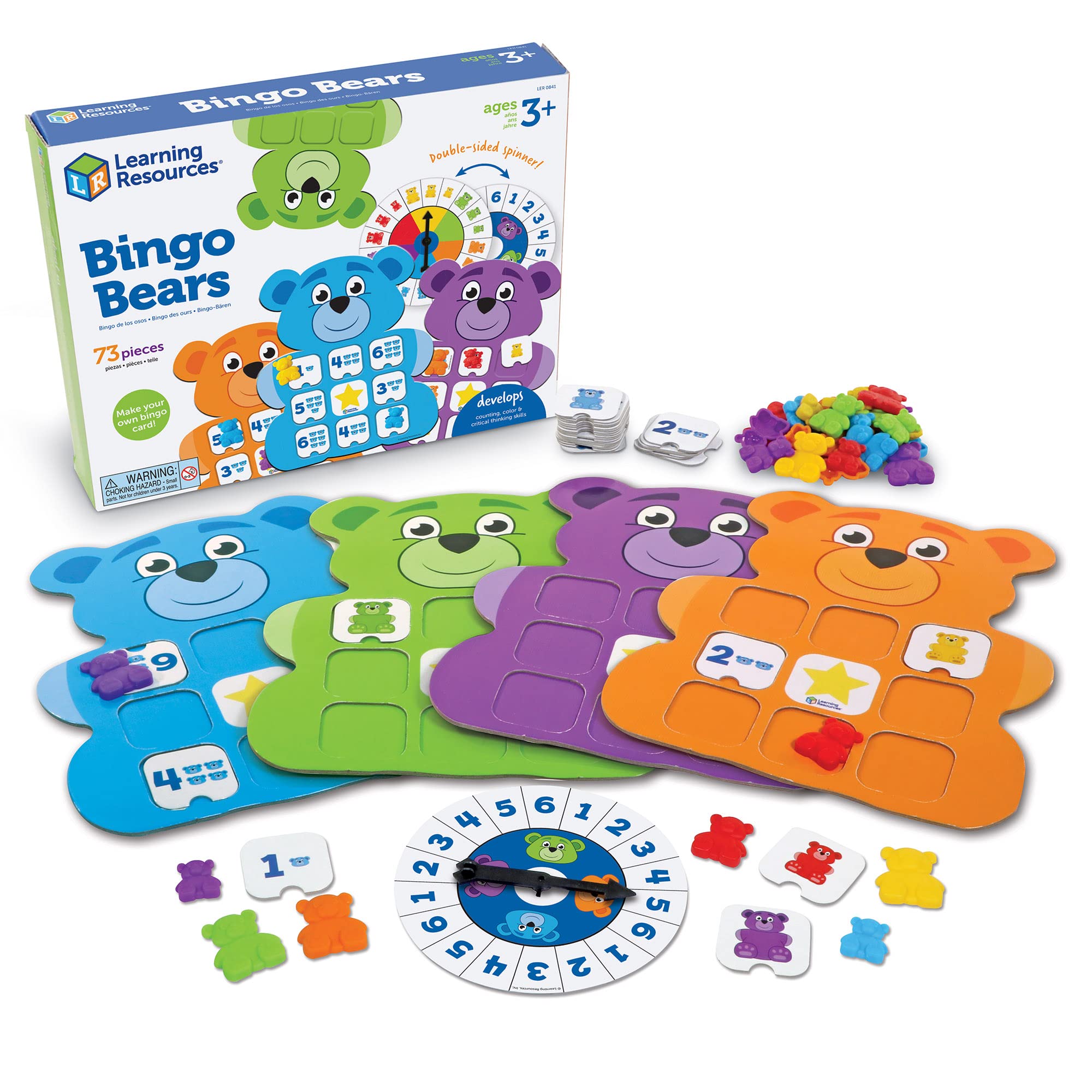 Juegos Educativos De Interior, Recursos De Aprendizaje, Bingo Bears, 73 Piezas - Venta Internacional.