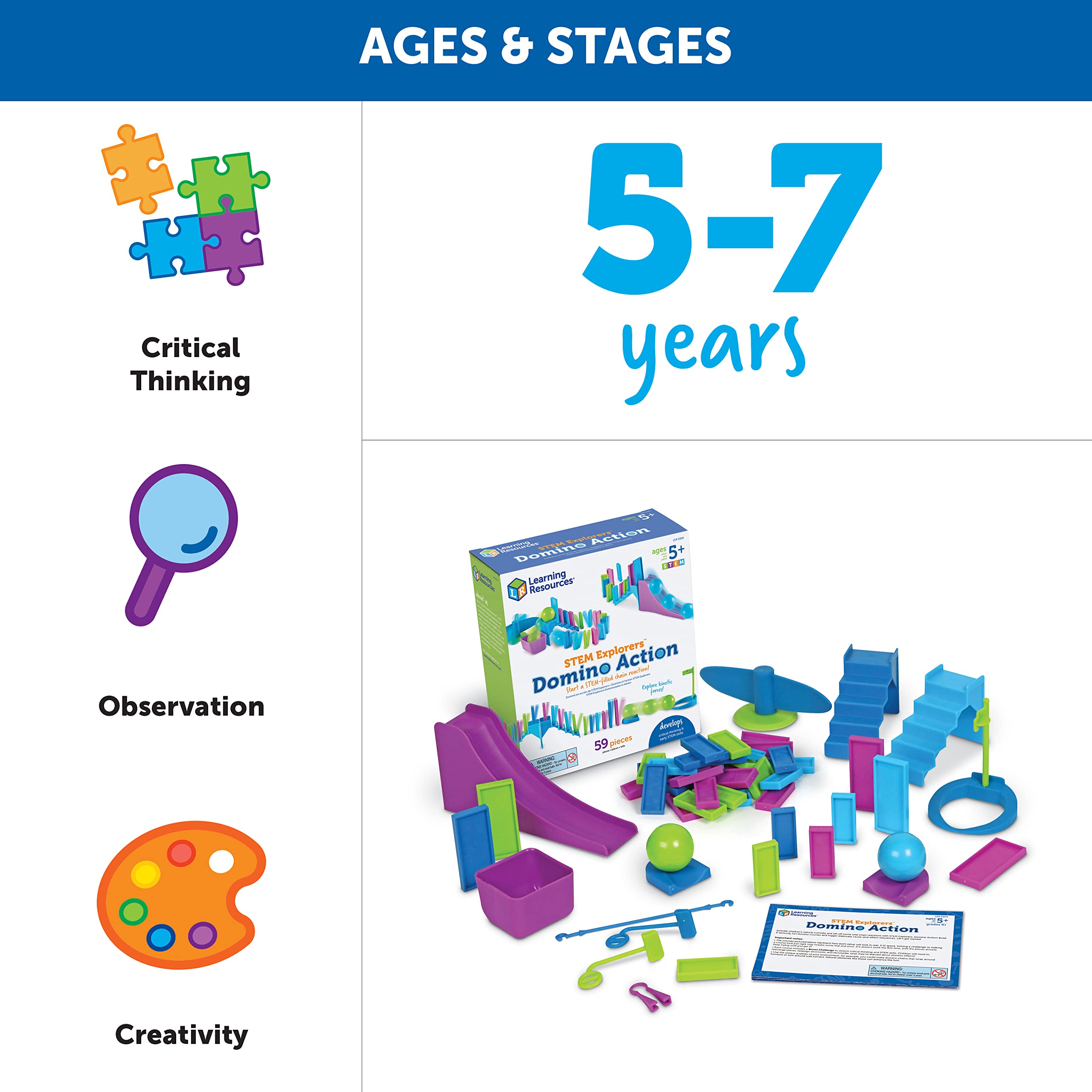 Foto 6 pulgar | Recursos De Aprendizaje De Stem Explorers Domino Action Para Niños Mayores De 5 Años - Venta Internacional.