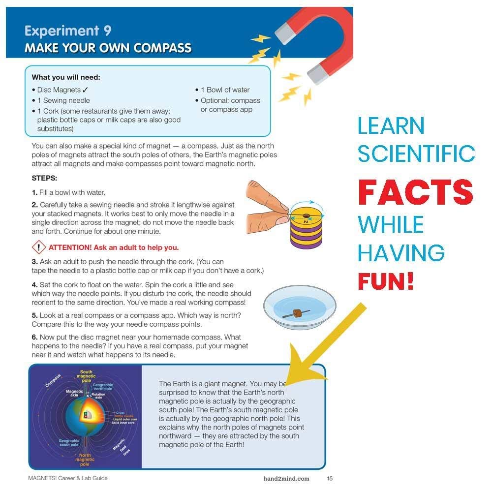 Foto 5 pulgar | Kit De Ciencia Magnética Hand2mind Para Niños De 8 A 12 Años Con Guía De 9 Experimentos - Venta Internacional.