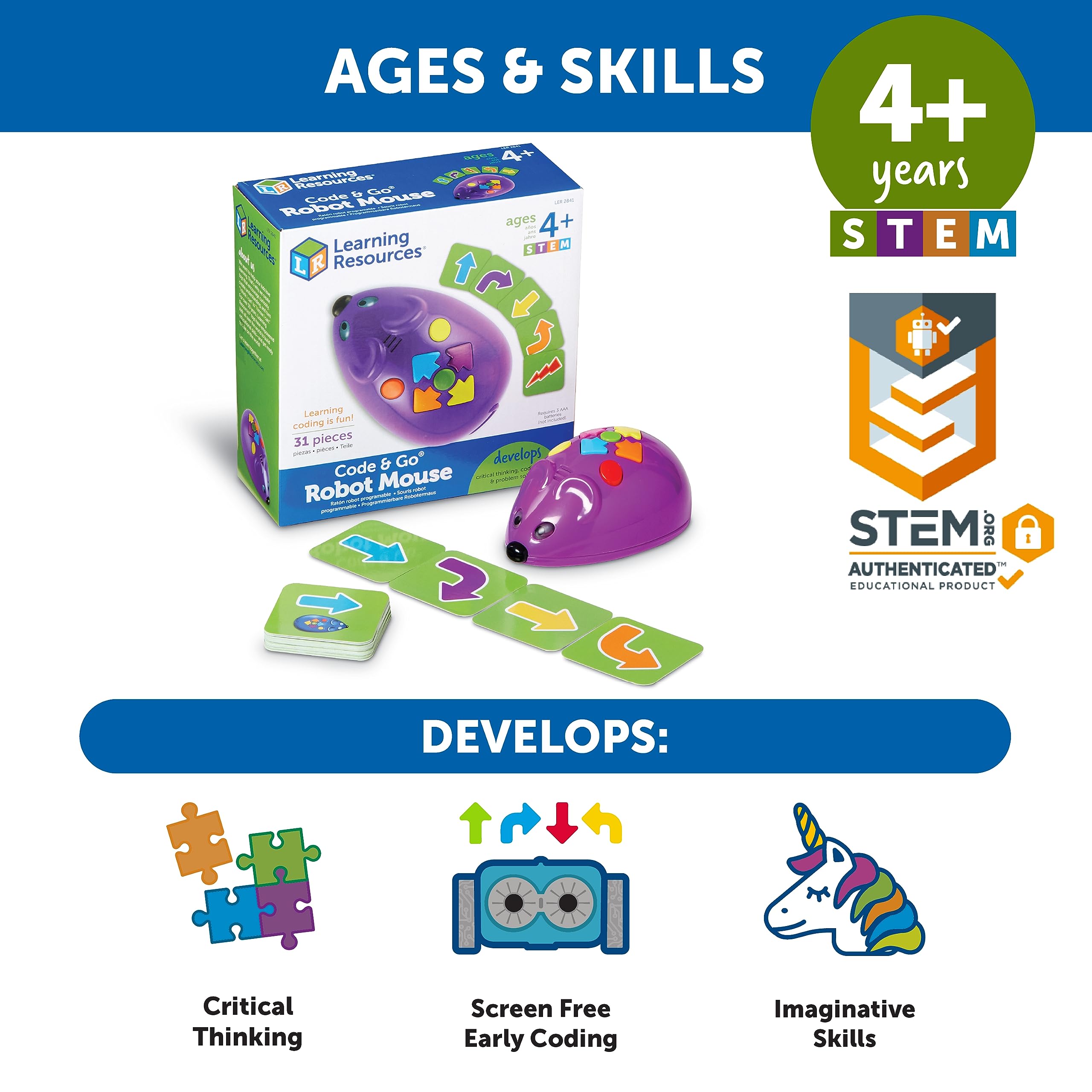 Foto 6 | Recursos De Aprendizaje De Juguetes Stem Code & Go Robot Mouse - Venta Internacional.