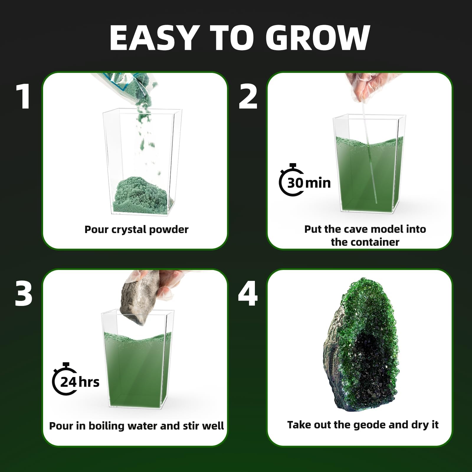 Foto 7 pulgar | Kit De Cultivo Geodes Crystal Gobidex Para Niños De Crecimiento Rápido De 24 Horas - Venta Internacional.