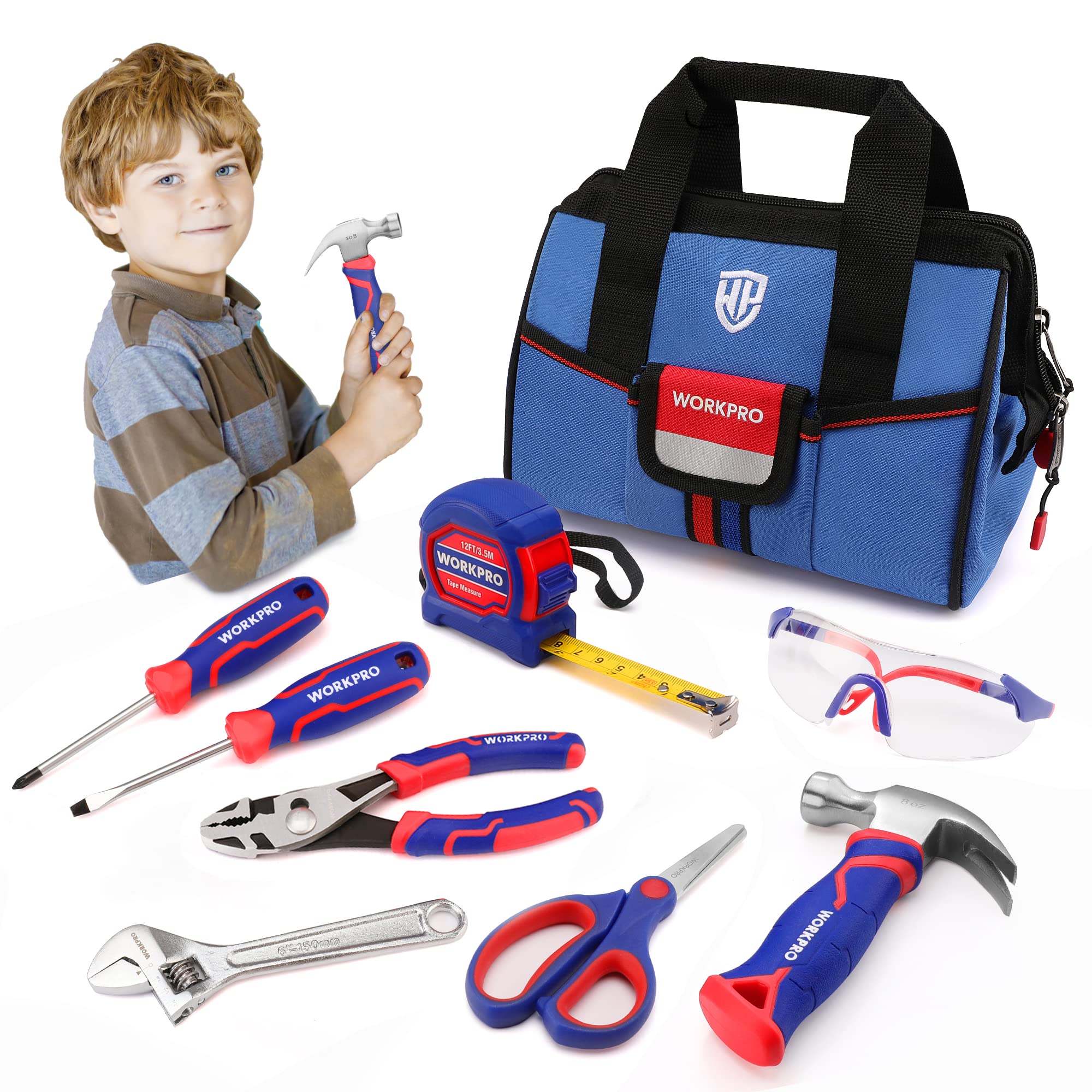Foto 2 pulgar | Juego De Herramientas Workpro Kids Real Hand De 9 Piezas Con Bolsa De Almacenamiento Azul - Venta Internacional.