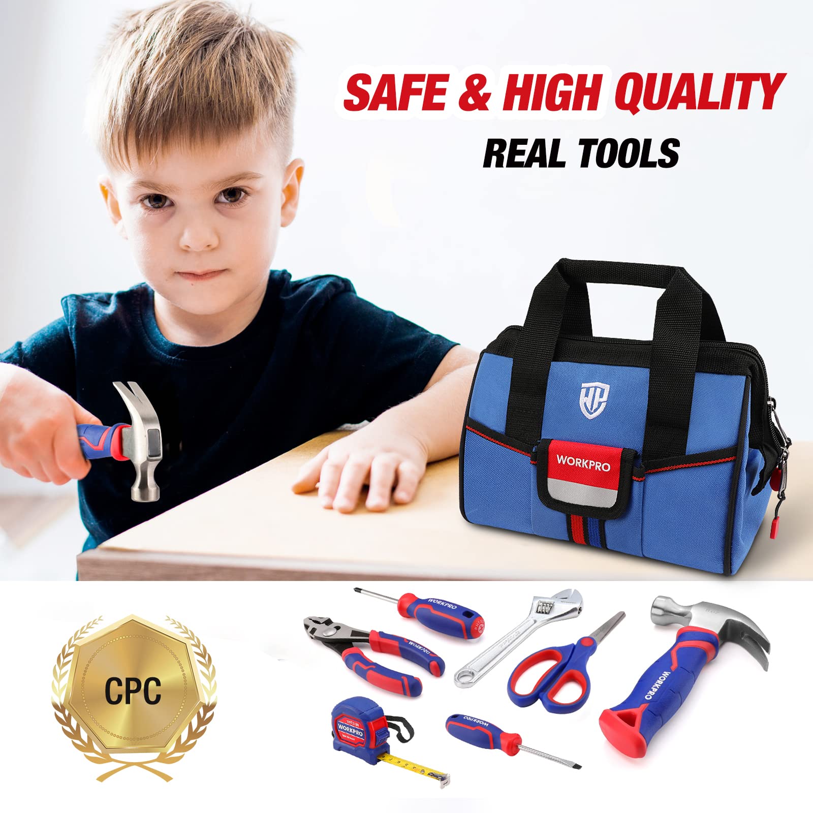 Foto 4 pulgar | Juego De Herramientas Workpro Kids Real Hand De 9 Piezas Con Bolsa De Almacenamiento Azul - Venta Internacional.