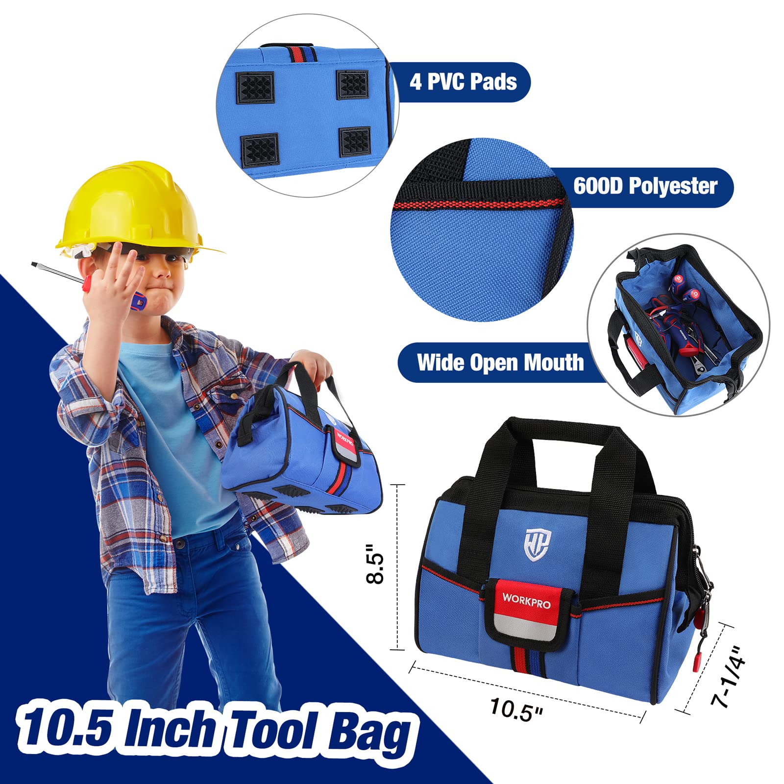 Foto 6 pulgar | Juego De Herramientas Workpro Kids Real Hand De 9 Piezas Con Bolsa De Almacenamiento Azul - Venta Internacional.