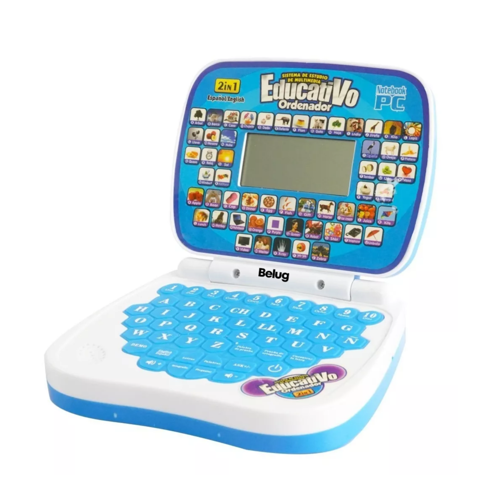 Foto 2 pulgar | Mini Computadora De Juguete Bilingüe Español/inglés P/niños, Azul/blanco Belug