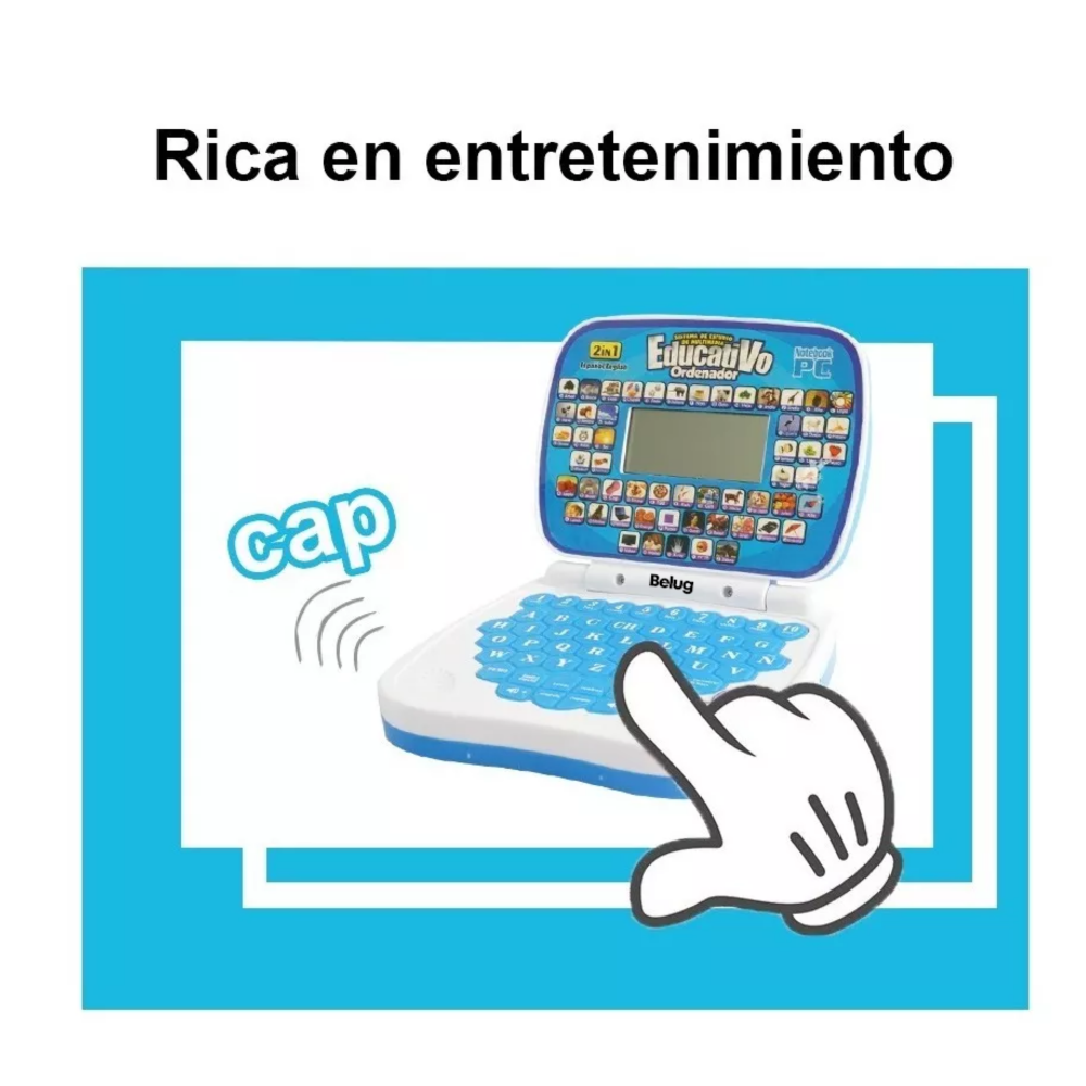 Foto 3 pulgar | Mini Computadora De Juguete Bilingüe Español/inglés P/niños, Azul/blanco Belug