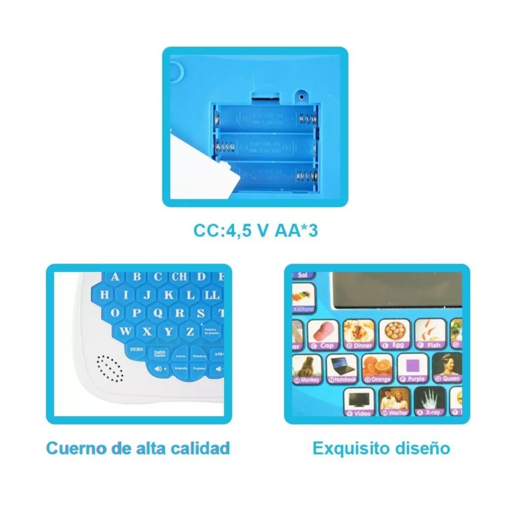 Foto 4 pulgar | Mini Computadora De Juguete Bilingüe Español/inglés P/niños, Azul/blanco Belug
