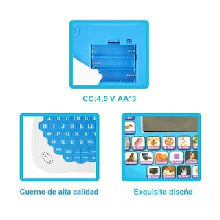Foto 3 | Mini Computadora De Juguete Bilingüe Español/inglés P/niños, Azul/blanco Belug