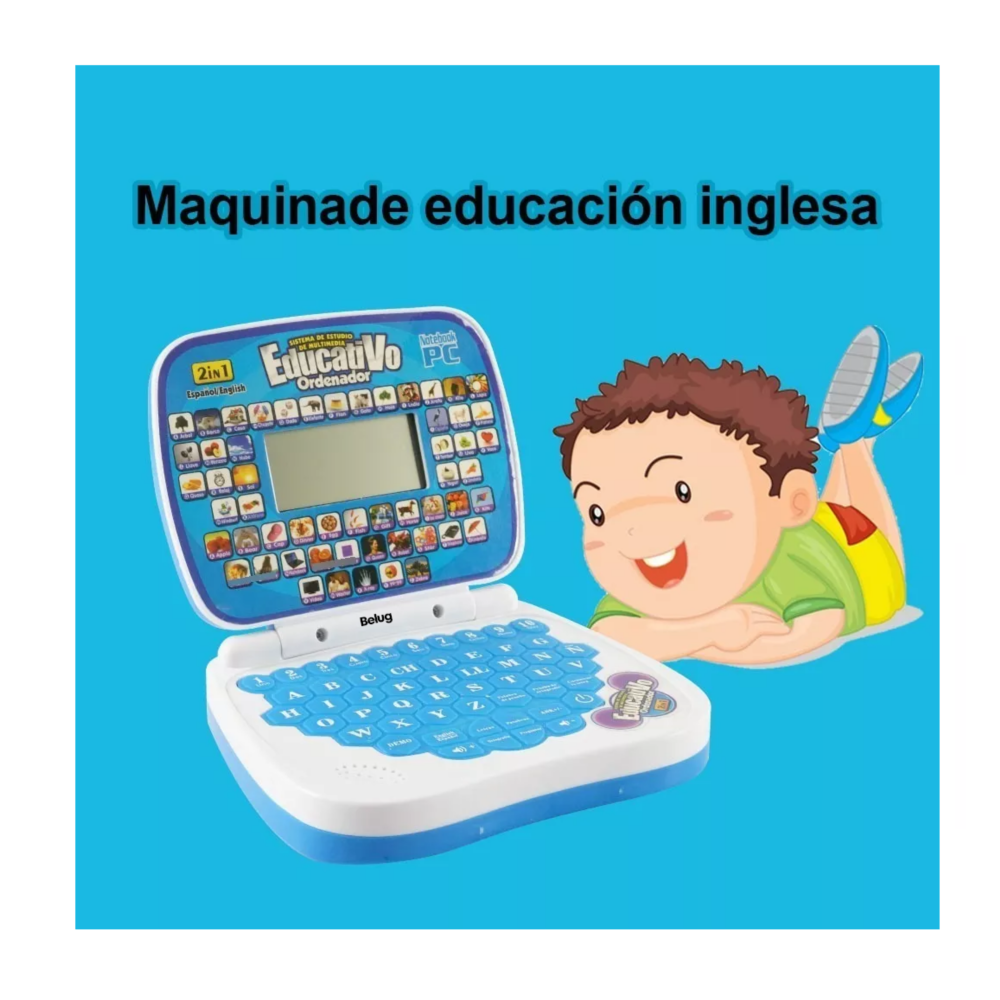 Foto 6 pulgar | Mini Computadora De Juguete Bilingüe Español/inglés P/niños, Azul/blanco Belug