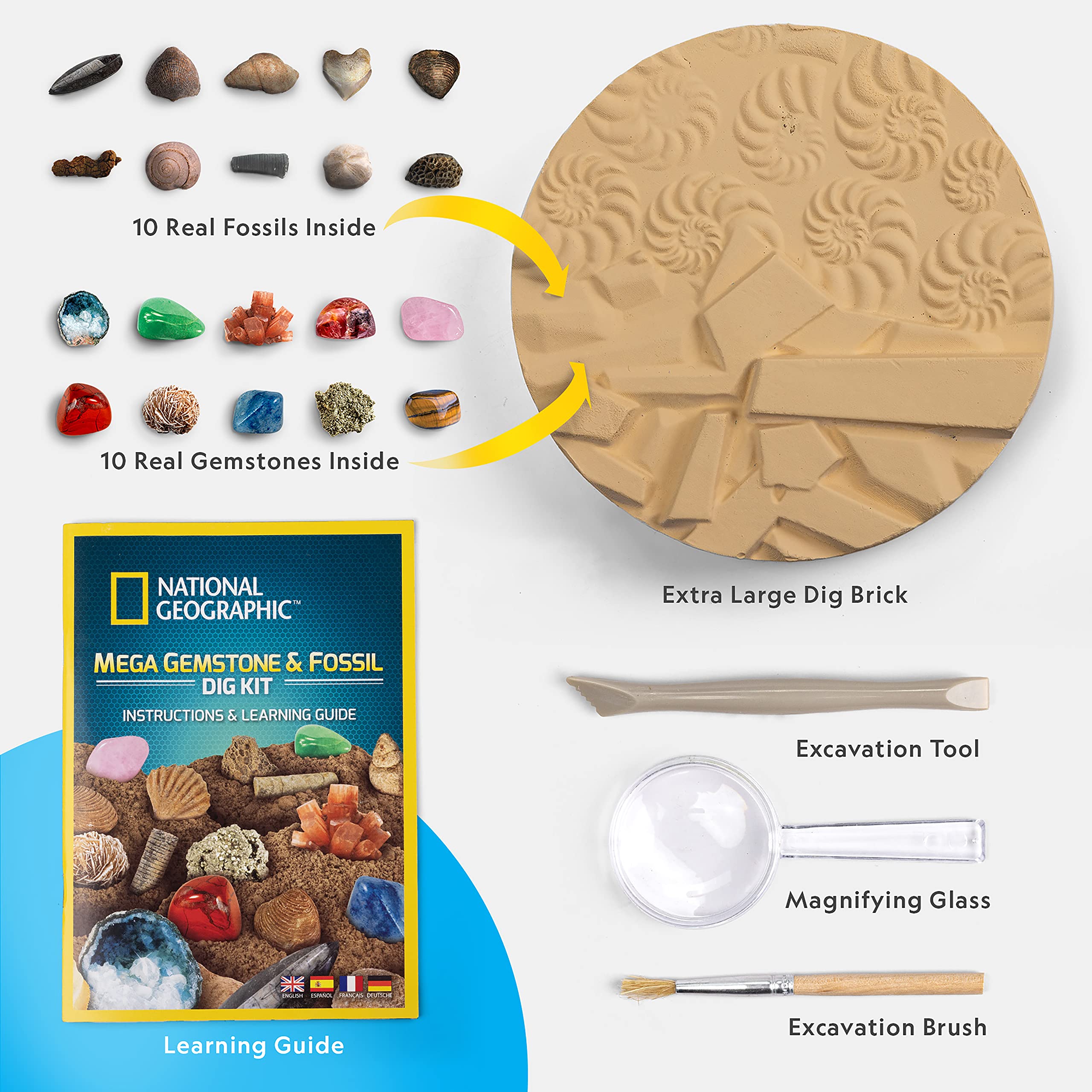 Foto 7 pulgar | Kit Científico National Geographic Mega Excavación De Fósiles Y Piedras Preciosas - Venta Internacional.