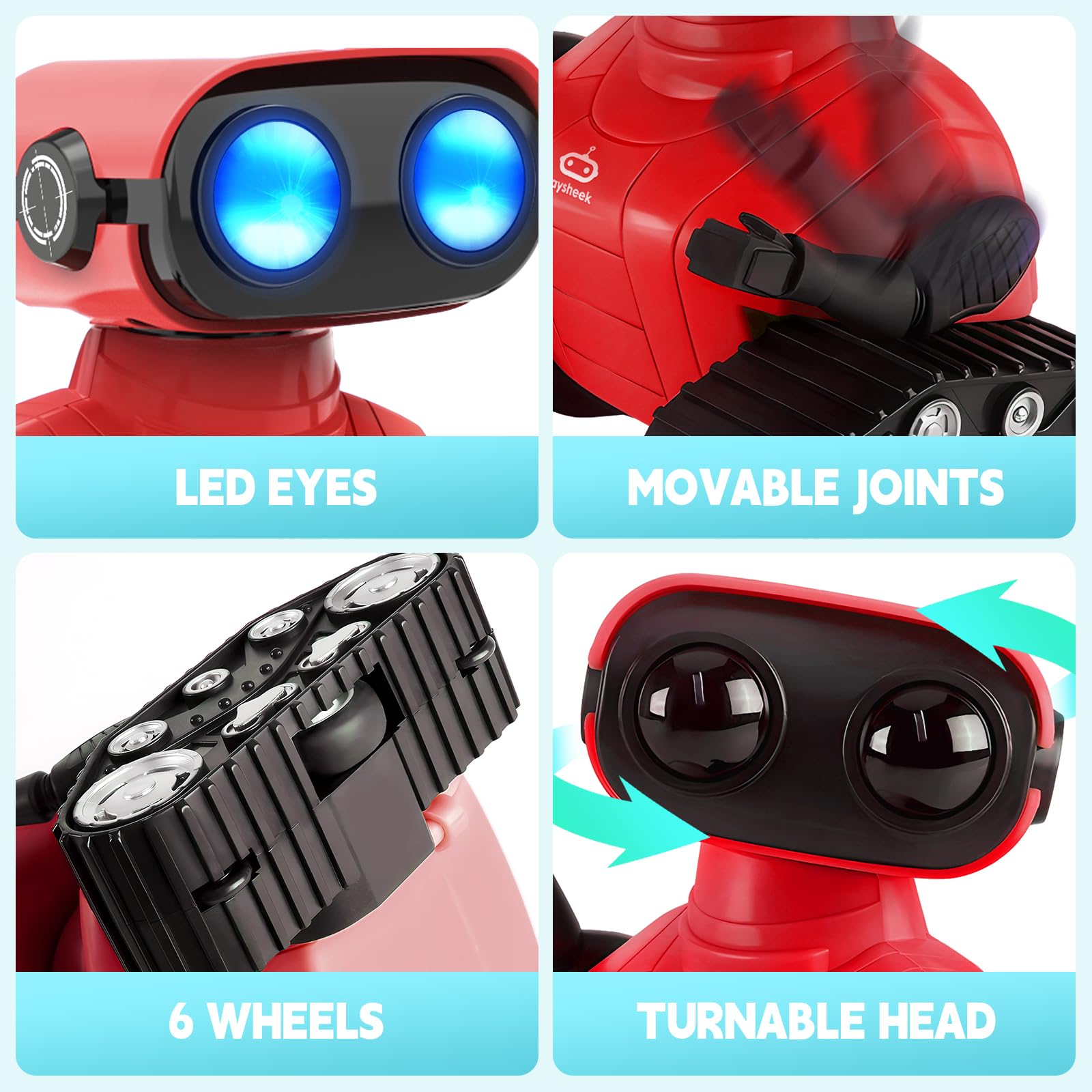 Foto 3 | Robot Toy Playsheek - Control Remoto Recargable, Color Rojo - Venta Internacional.