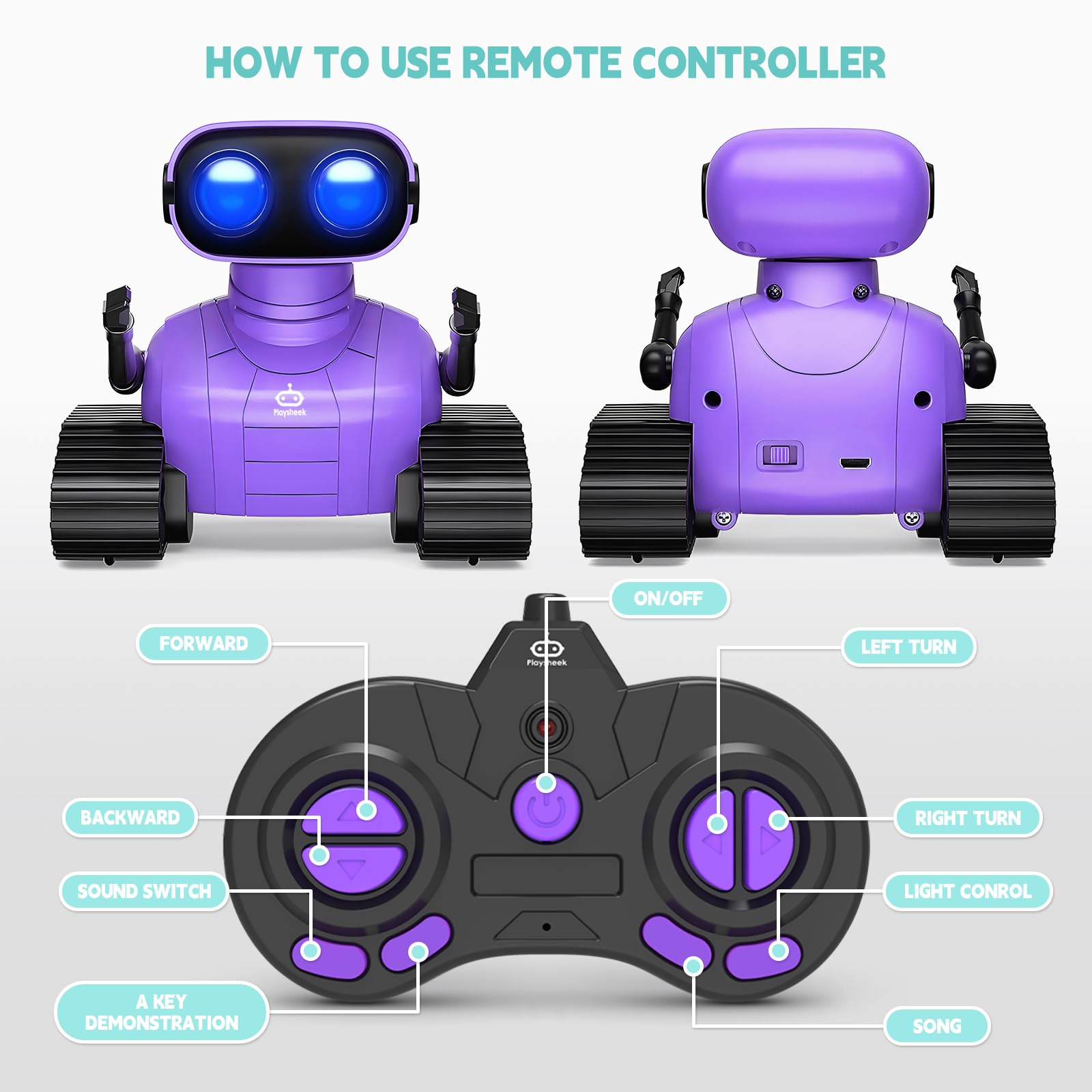 Foto 8 pulgar | Robot Playsheek Emo Recargable Con Mando A Distancia 3+ - Venta Internacional.