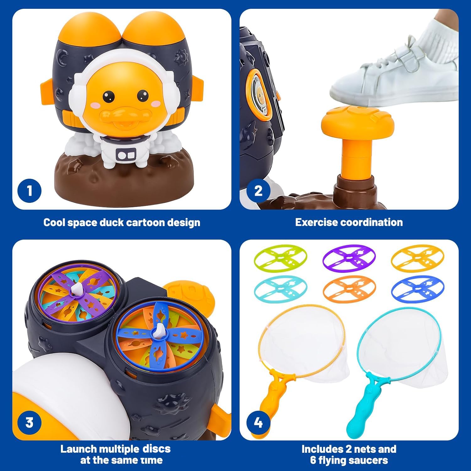 Foto 5 pulgar | Lanzador Volador De Juguete Deao Space Duck Rockets Con 6 Discos Para Niños - Venta Internacional.