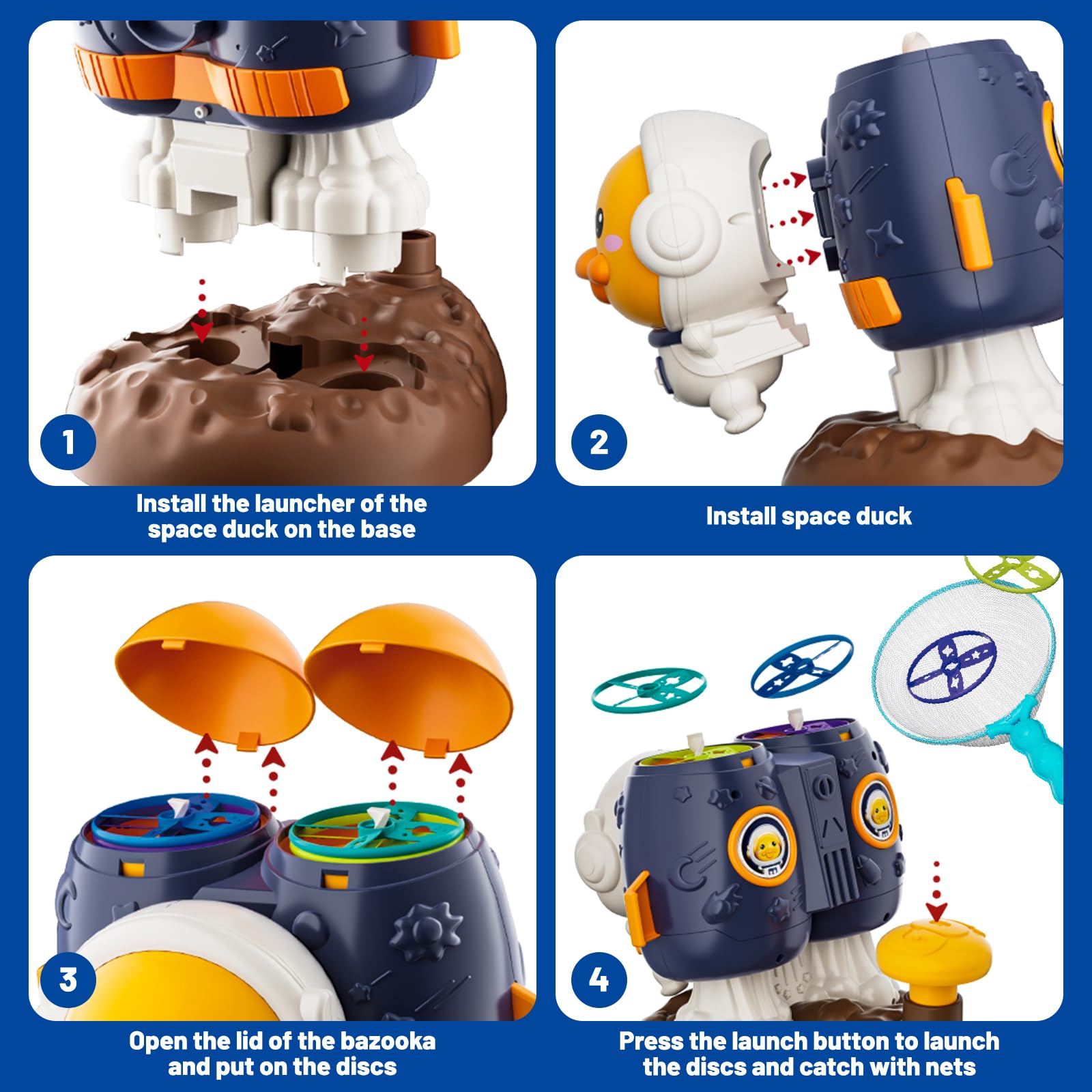 Foto 6 pulgar | Lanzador Volador De Juguete Deao Space Duck Rockets Con 6 Discos Para Niños - Venta Internacional.