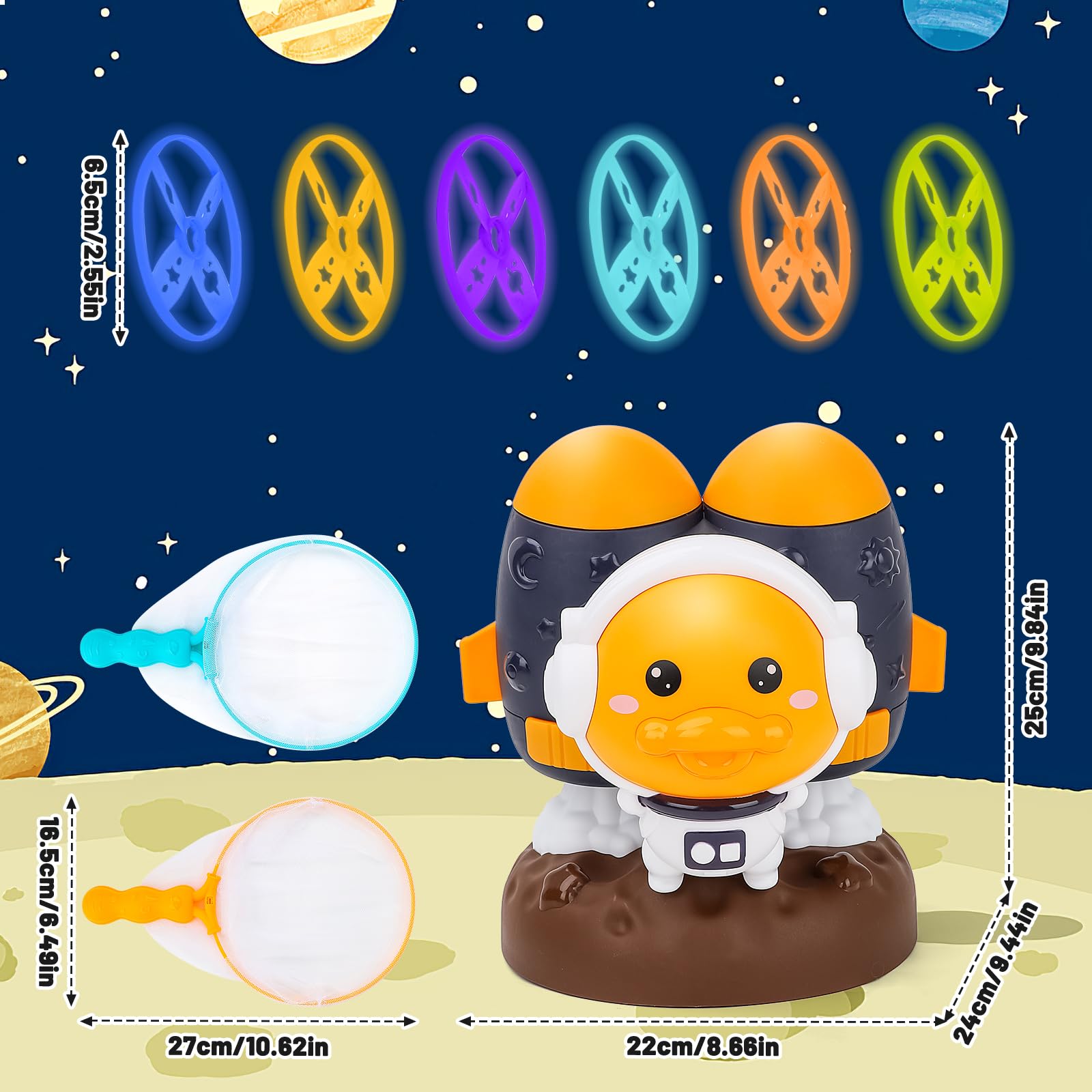 Foto 7 pulgar | Lanzador Volador De Juguete Deao Space Duck Rockets Con 6 Discos Para Niños - Venta Internacional.