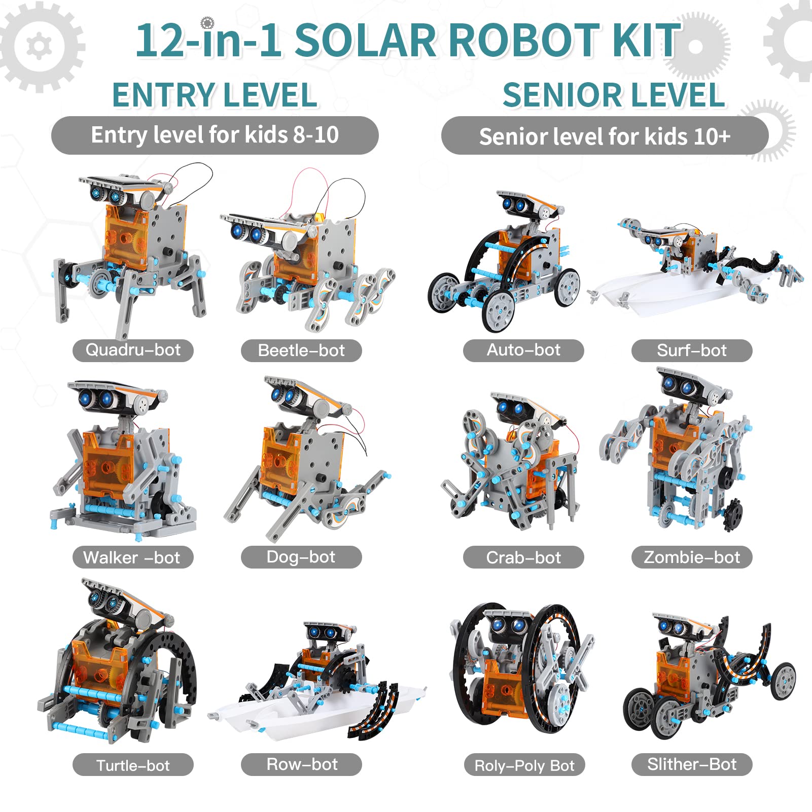 Foto 5 pulgar | Venta Internacional - Kit de Robot Solar Stem Lucky Doug 12 en 1 para Niños