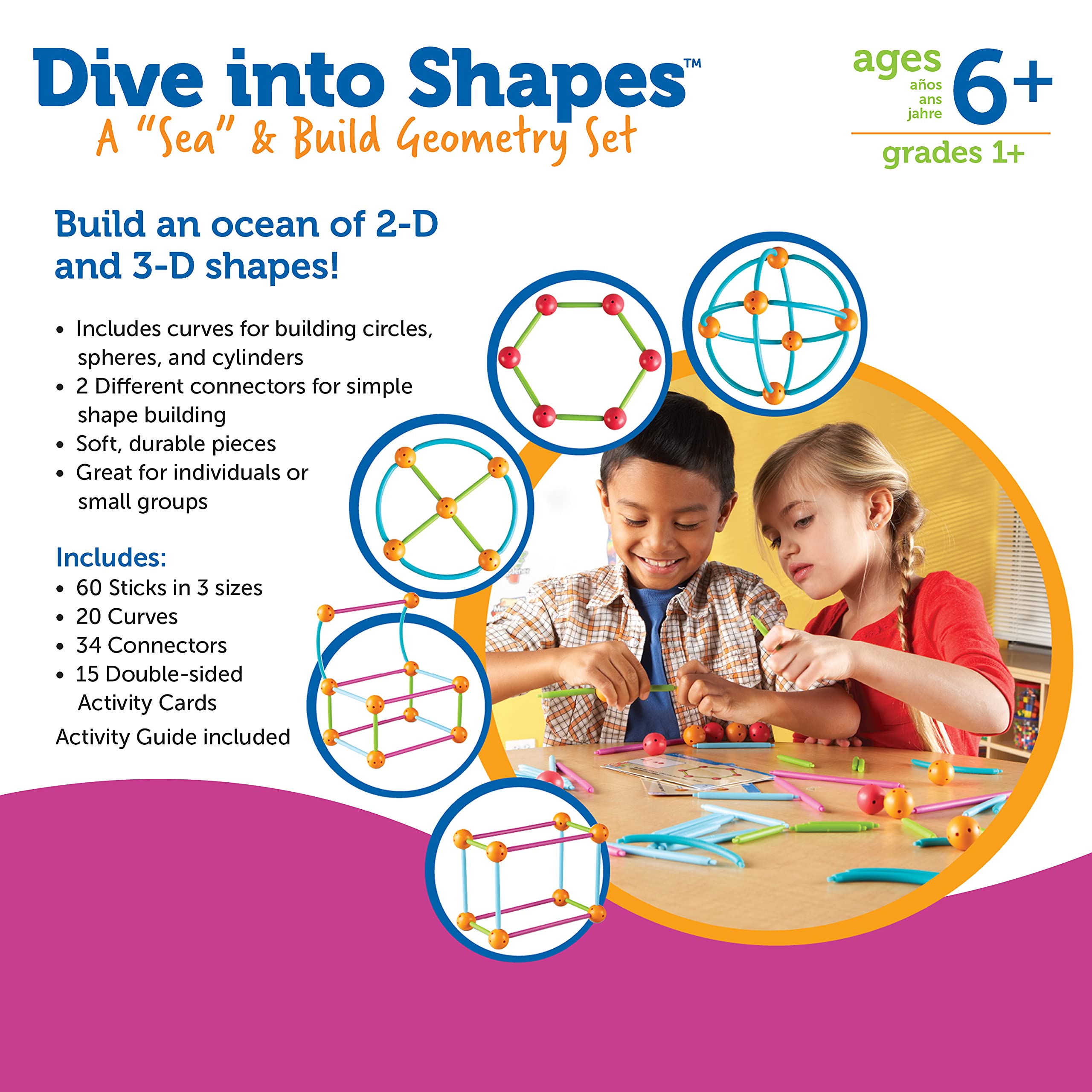 Foto 7 | Recursos De Aprendizaje De Geometry Set ¡sumérjase En Las Formas! 129 Piezas - Venta Internacional.