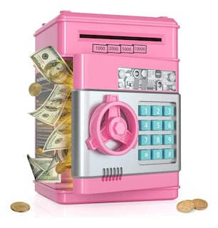Foto 1 | Alcancía Electrónica Infantil Con Contraseña, Monedas Y Billetes Para Niños Color Rosa