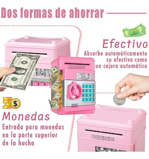 Foto 4 | Alcancía Electrónica Infantil Con Contraseña, Monedas Y Billetes Para Niños Color Rosa