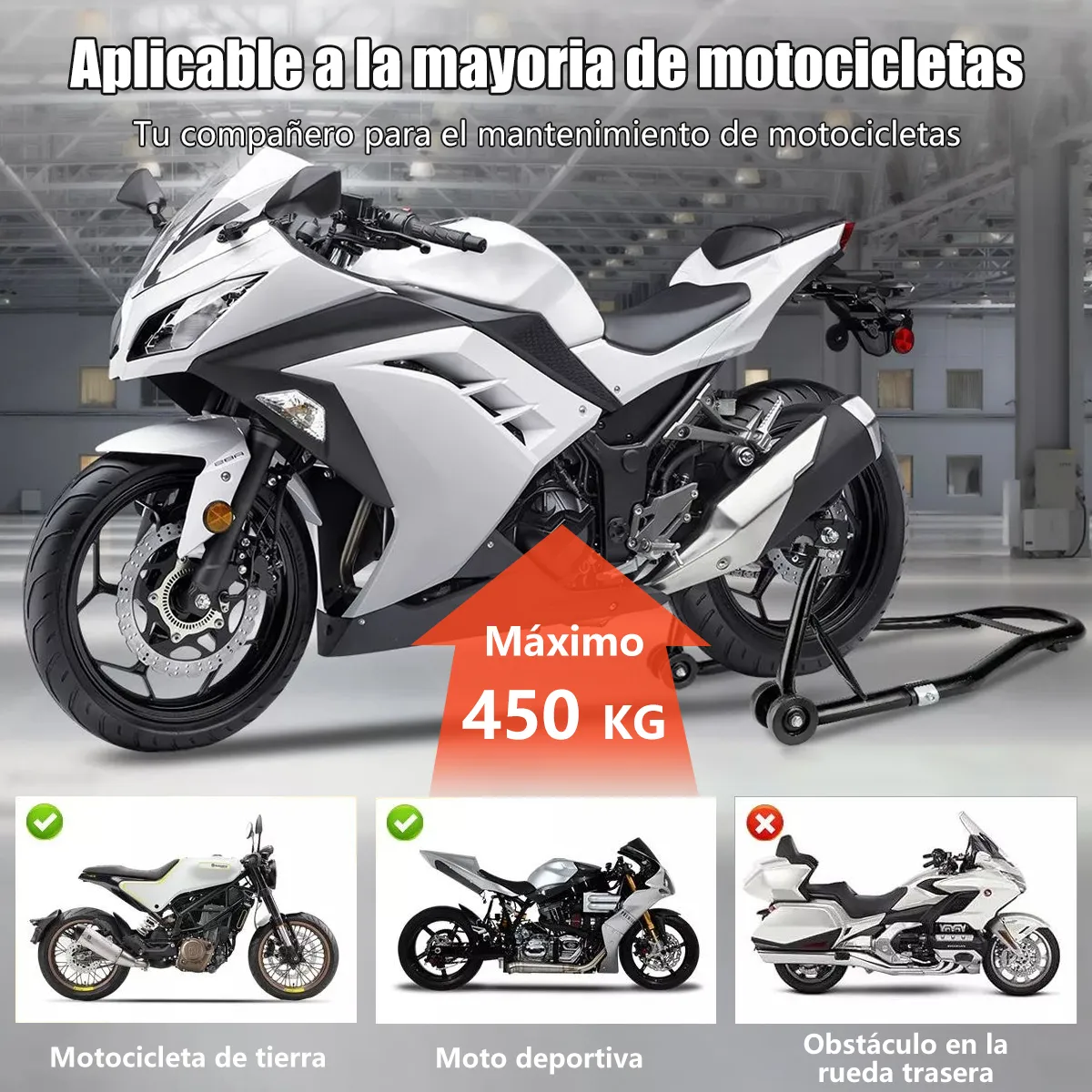 Foto 2 | Caballete Moto Ajustable Acero 500kg 80cm Eo Safe Imports  Esi-20967 Negro