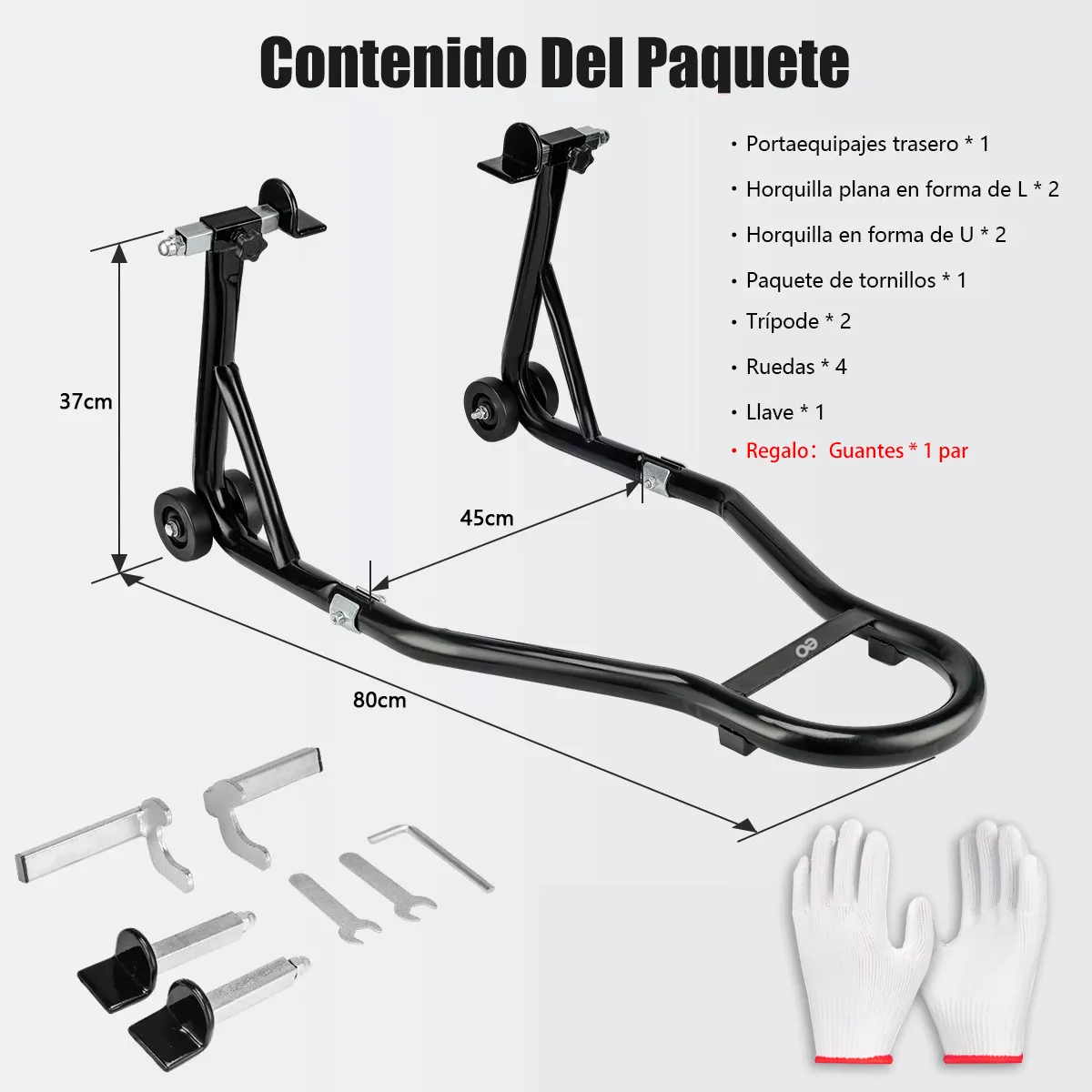 Foto 4 | Caballete Moto Ajustable Acero 500kg 80cm Eo Safe Imports  Esi-20967 Negro