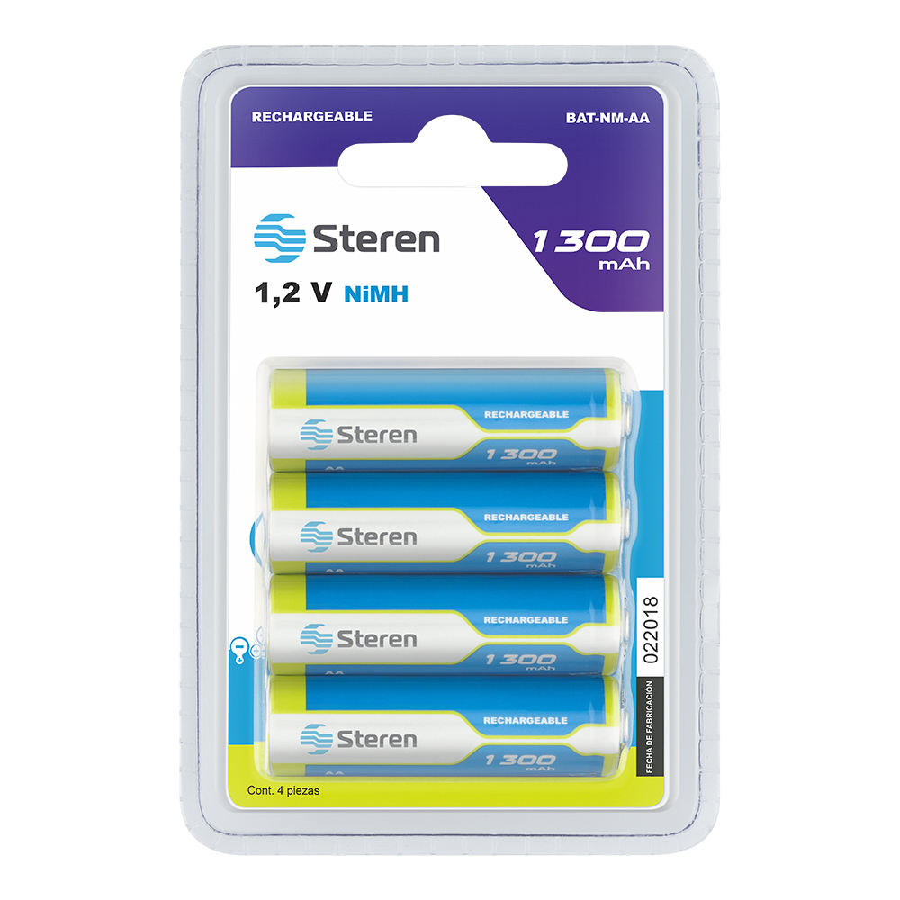 Foto 4 pulgar | Pila Recargable Steren AA BAT-NM-AA 1.2 V 4 Piezas