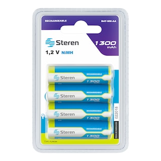 Foto 3 | Pila Recargable Steren AA BAT-NM-AA 1.2 V 4 Piezas