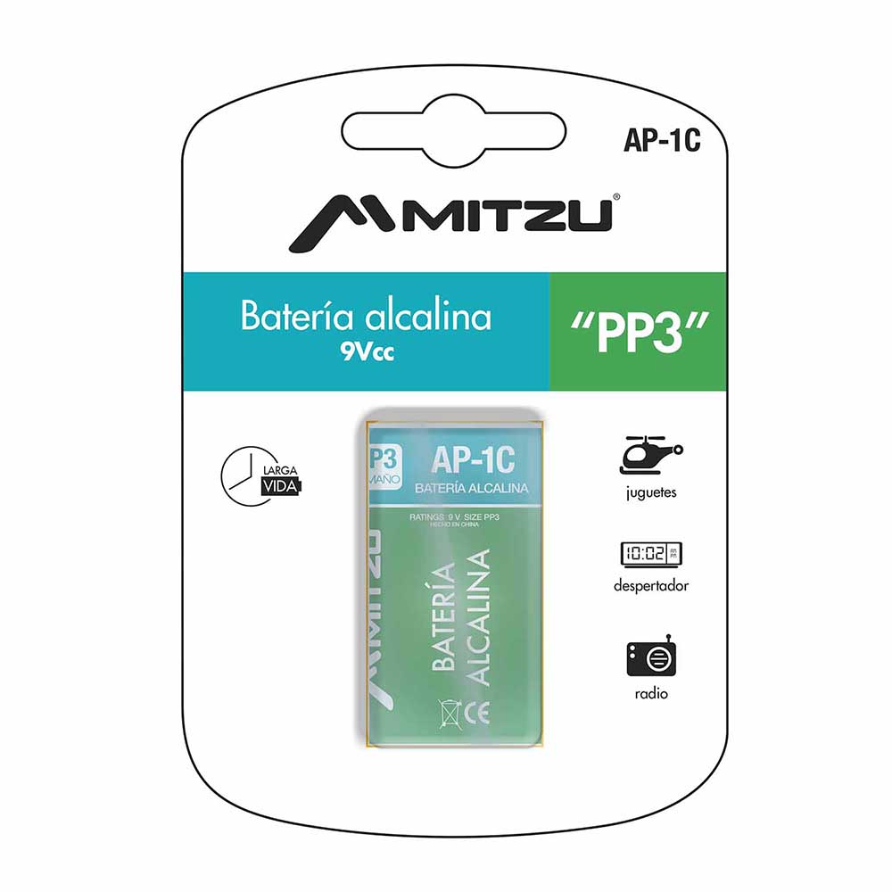 Foto 3 pulgar | Batería Alcalina Mitzu Ap-1c 9 V
