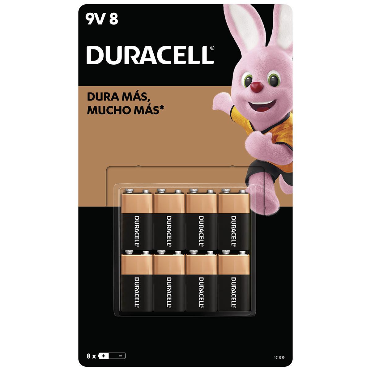 Pila Duracell Alcalina 9v con 8 Cuadrada