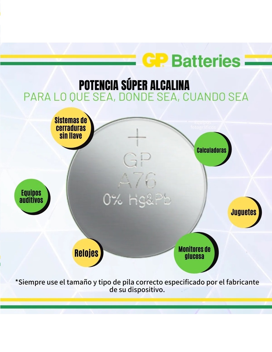 Foto 6 pulgar | Pilas Gp Batteries Lr44 A76 Ag13 paquete con 10 Piezas