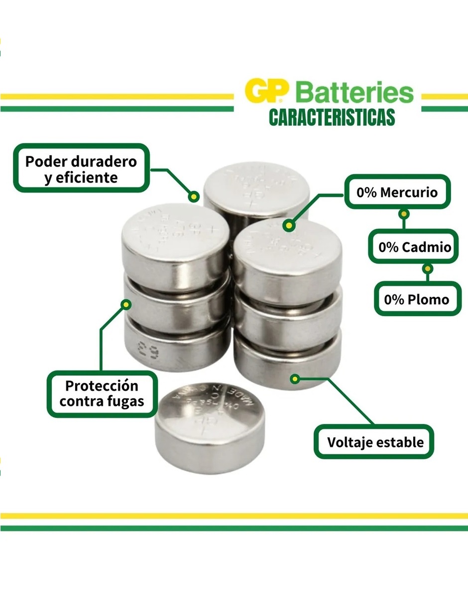 Foto 7 pulgar | Pilas Gp Batteries Lr44 A76 Ag13 paquete con 10 Piezas