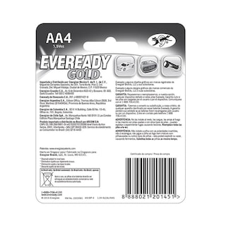 Foto 2 | Pila Eveready Gold AA Alcalina Blister 4 Piezas