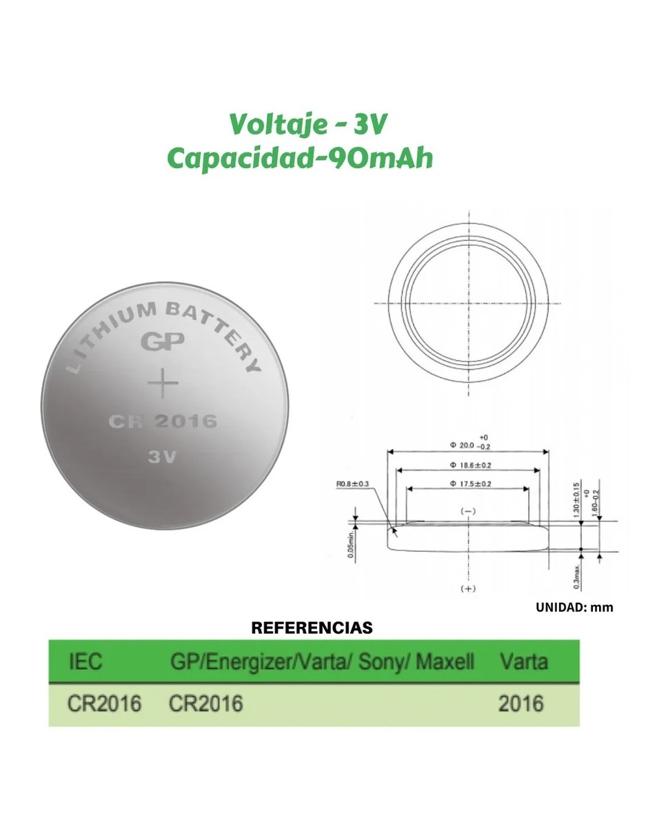 Foto 6 pulgar | Pilas De Litio Cr2016 De 3v Gp Batteries Pack Con 5 Piezas