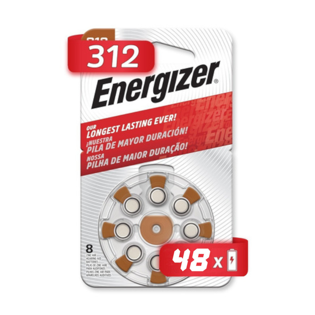 Batería Pila Auditiva Energizer Az312 48 Piezas de 1.45 v