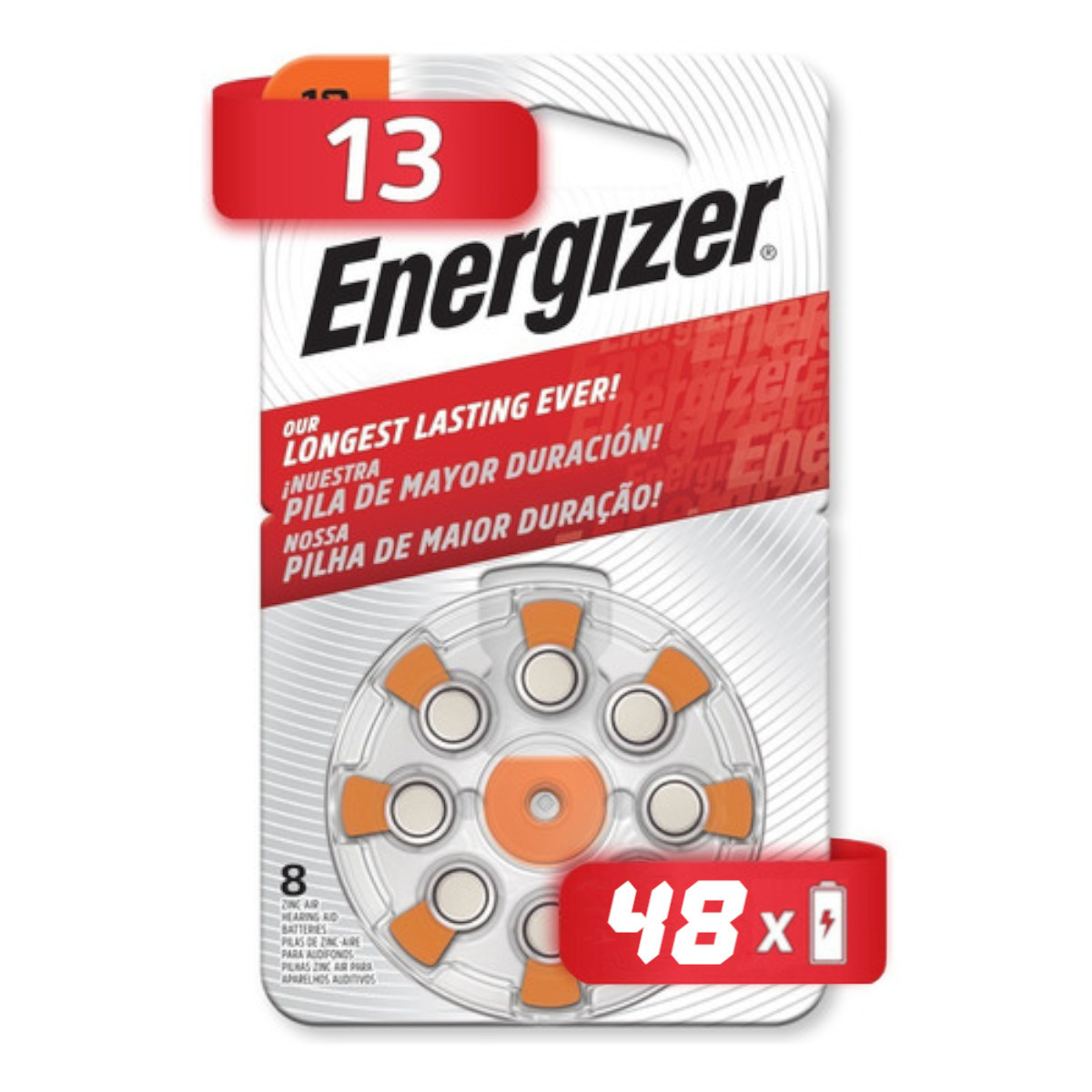 Pila Auditiva Energizer Az13 48 Piezas De 1.45 V