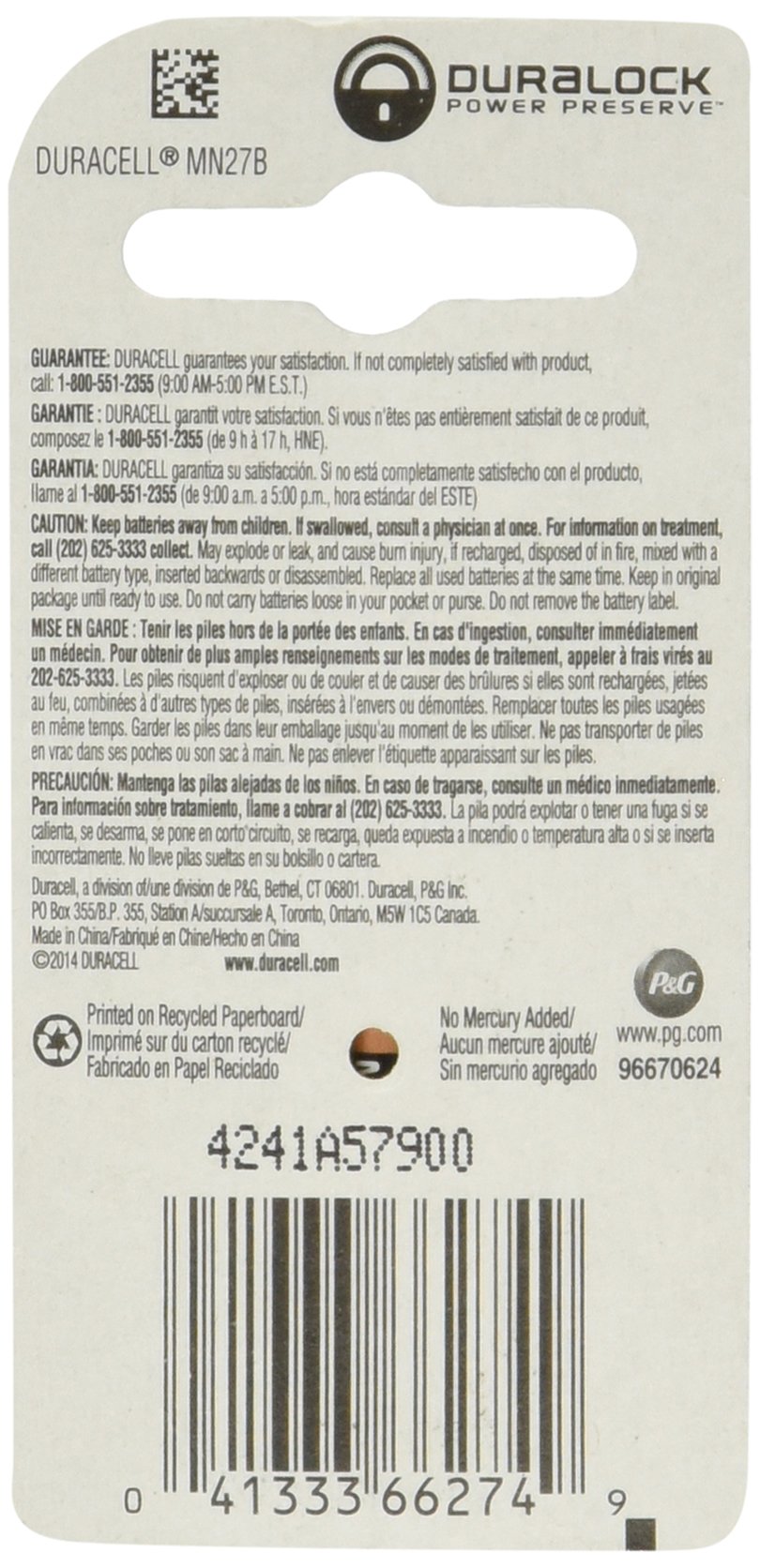 Foto 3 pulgar | Batería Duracell Mn27bpk Alcalina De 12 V Para Reloj/electrónica - Venta Internacional.