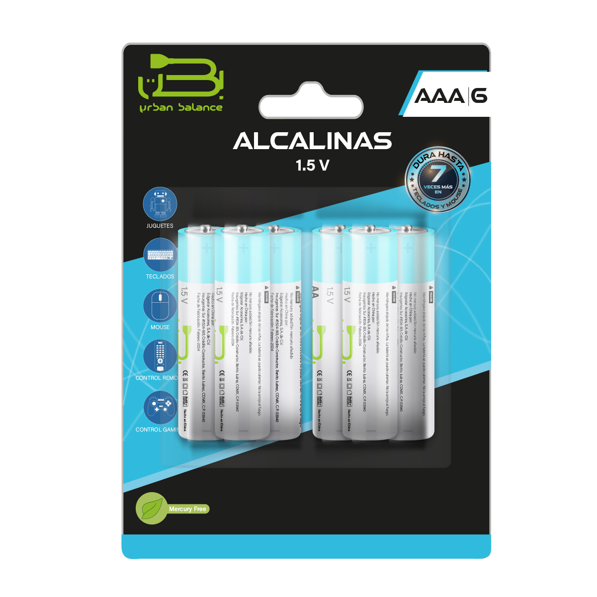 Foto 1 | Baterías Alcalinas Aaa De 4 Piezas Urban Balance