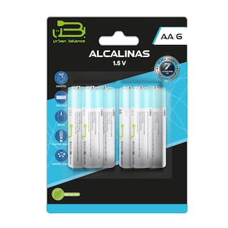 Foto 1 | Baterías Alcalinas Aa De 6 Piezas Urban Balance