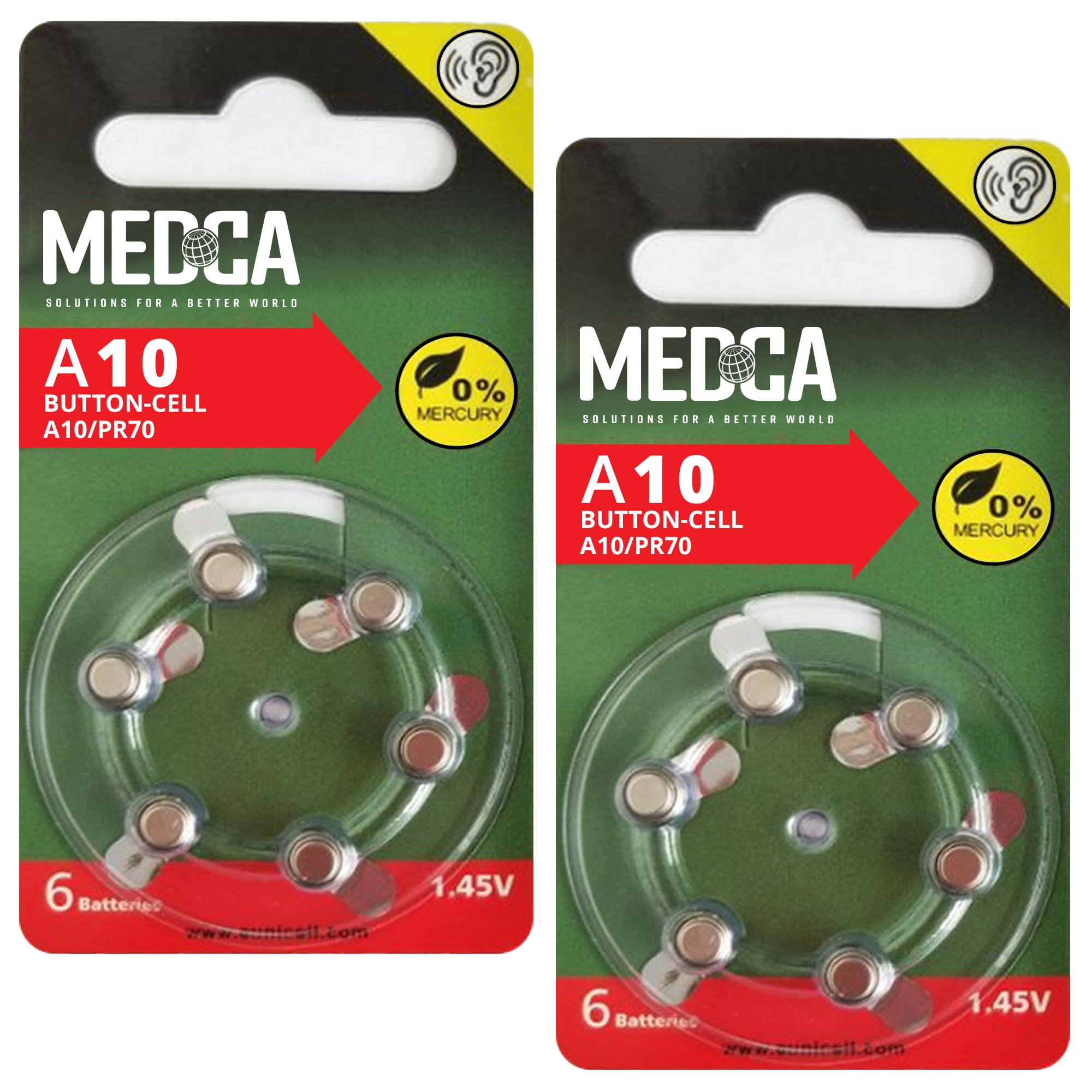 Foto 2 pulgar | Pilas Para Audífonos Medca A10, 1,45 V, Zinc Y Aire, Paquete De 12 - Venta Internacional.